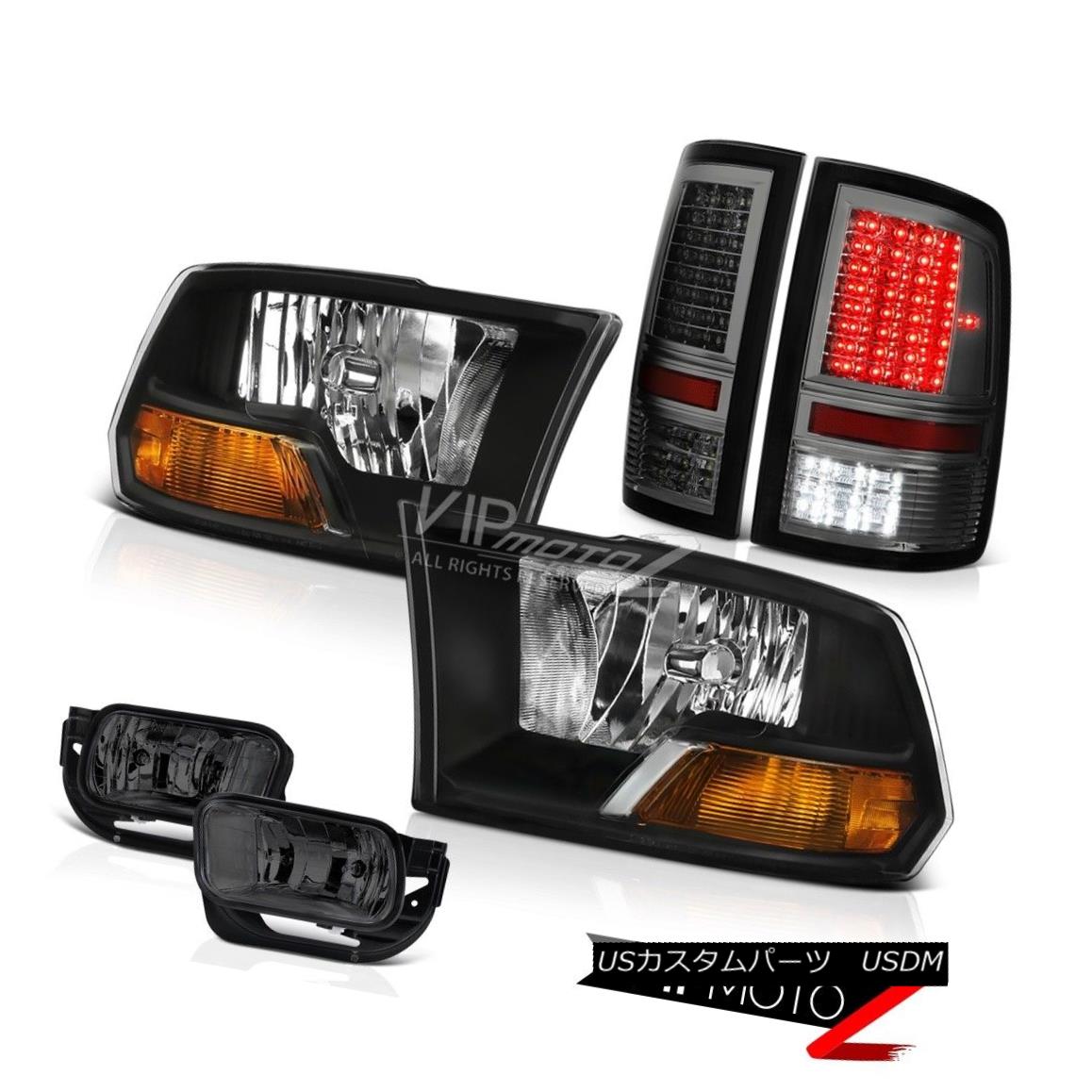 ヘッドライト 09-17 Ram 1500 SLT Smoked Tail Brake Lamps Fog Lights Inky Black Headlights LED 09-17 Ram 1500 SLTスモークテールブレーキランプフォグライトインキブラックヘッドライトLED 【並行輸入品】