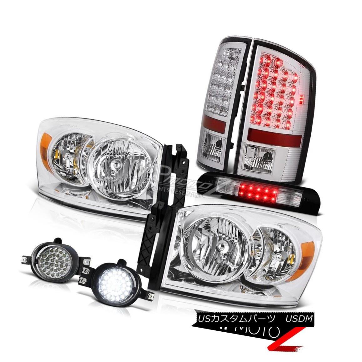 ヘッドライト 07 08 Ram SLT Pair Clear Headlights Chrome LED Taillight DRL Fog Black 3rd Brake 07 08ラムSLTペアクリアヘッドライトクロームLEDテールライトDRLフォグブラック第3ブレーキ 【並行輸入品】