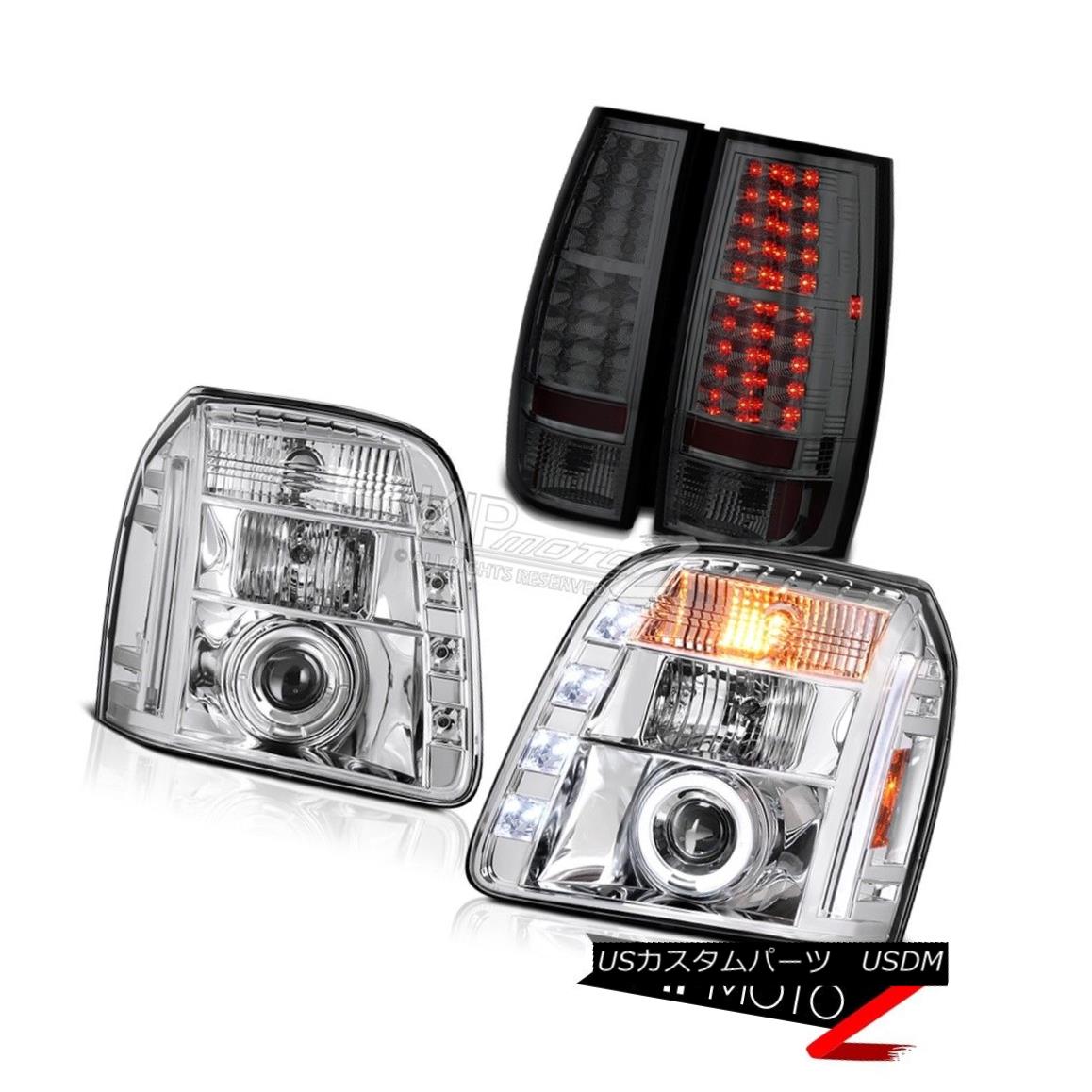 ヘッドライト 07-14 GMC Yukon SLT Taillights Sterling Chrome Headlamps LED Halo Ring Halo Rim 07-14 GMCユーコンSLT灯台スターリングクロームヘッドランプLEDハローリングハローリム 【並行輸入品】
