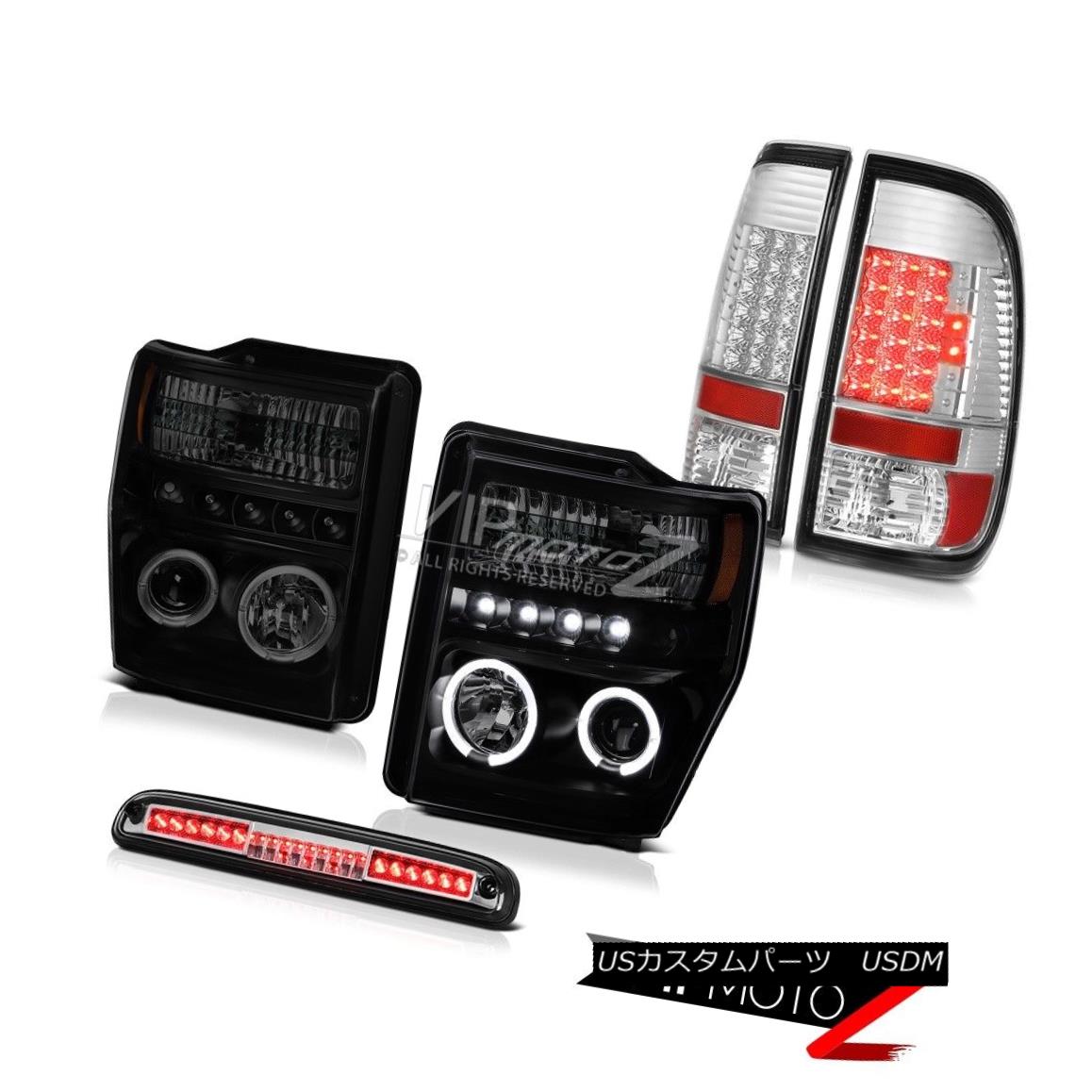 ヘッドライト 08-10 F250 Triton V10 Black Smoke Angel Eye Headlights Chrome LED Taillights 3rd 08-10 F250トリトンV10ブラックスモークエンジェルアイヘッドライトクロームLEDテールライト3rd 【並行輸入品】