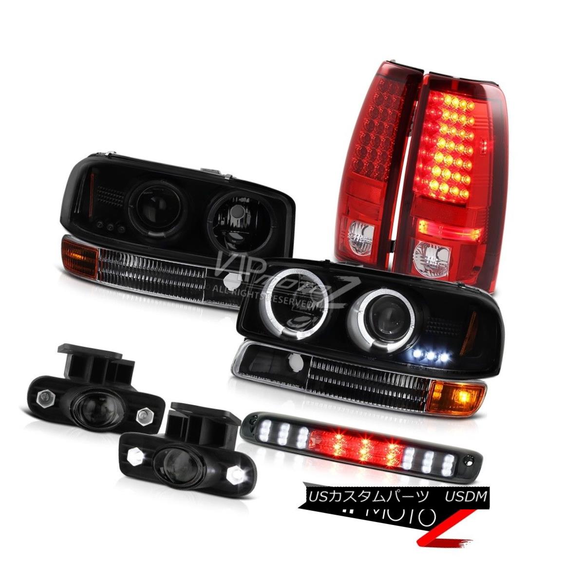 ヘッドライト 99-02 Sierra DuraMax 6.6L Halo Headlights Red LED Tail Light Projector Foglights 99-02シエラDuraMax 6.6Lハローヘッドライト赤LEDテールライトプロジェクターフォグライト 【並行輸入品】