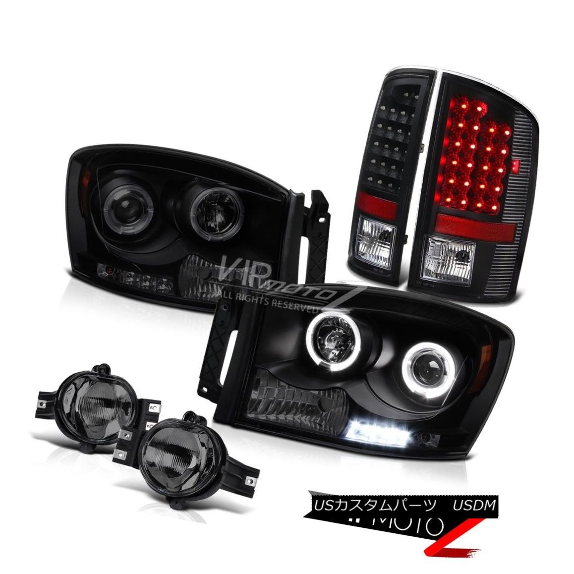 ヘッドライト 06 Dodge Ram Halo LED Headlight Foglight Tinted Black LED Rear Brake Lamps Combo 06 Dodge Ram Halo LEDヘッドライトFoglight Tinted Black LEDリアブレーキランプコンボ 【並行輸入品】