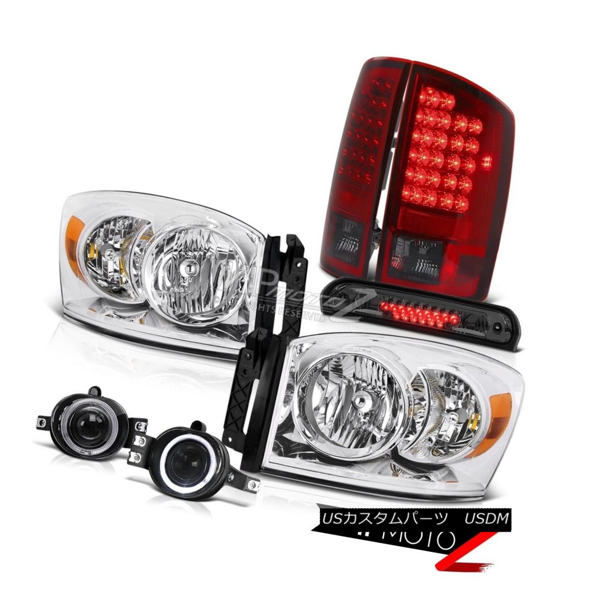 ヘッドライト 2007-2008 Dodge Ram Clear Headlamps Red LED Tail Light Euro Fog Third Brake 2007-2008ダッジラムクリアヘッドランプレッドLEDテールライトユーロフォグ第3ブレーキ 【並行輸入品】