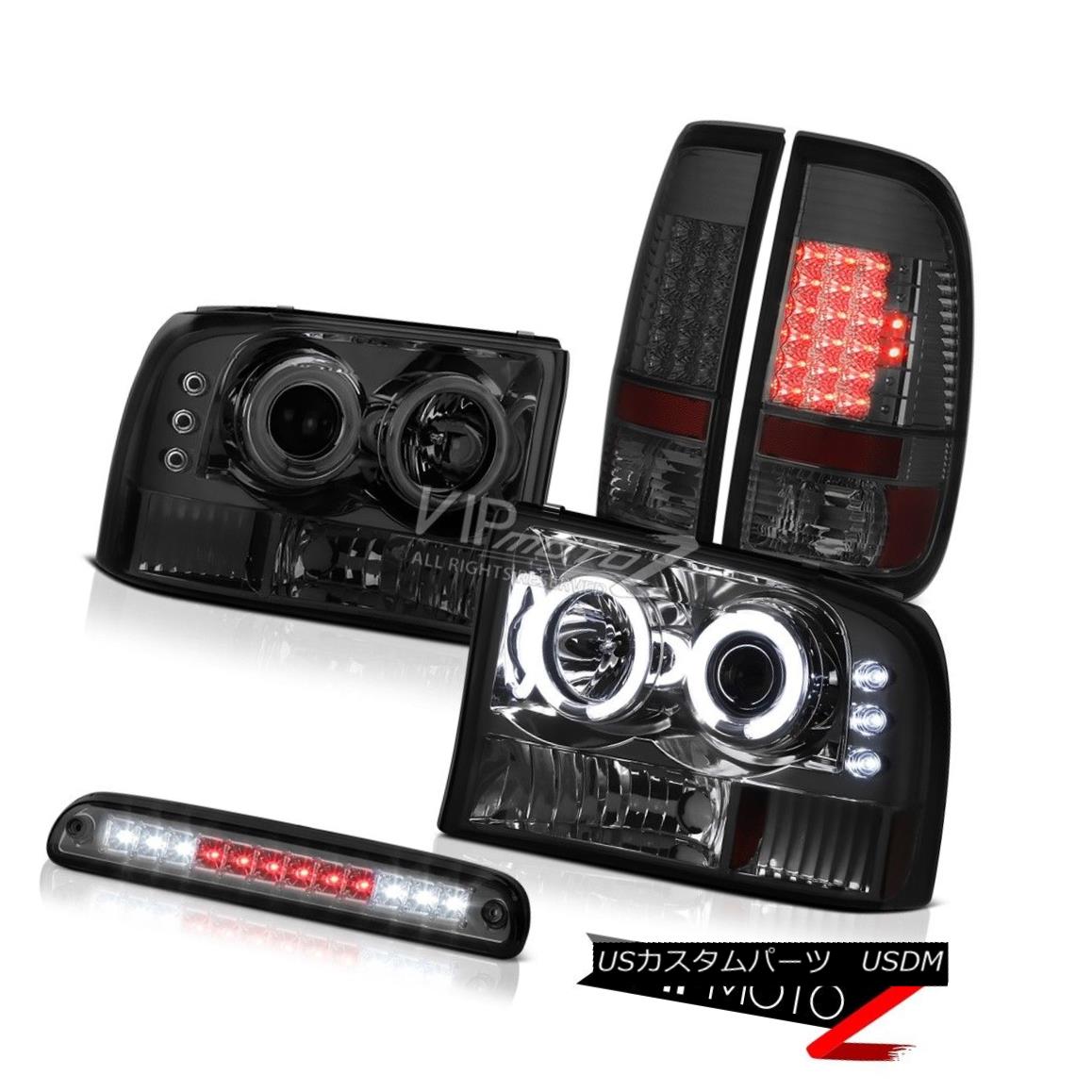 ヘッドライト 1999-2004 F350 King Ranch Projector Halo DRL Headlights Dark LED Brake Taillamps 1999-2004 F350キングランチプロジェクターHalo DRLヘッドライトダークLEDブレーキテールランプ 【並行輸入品】