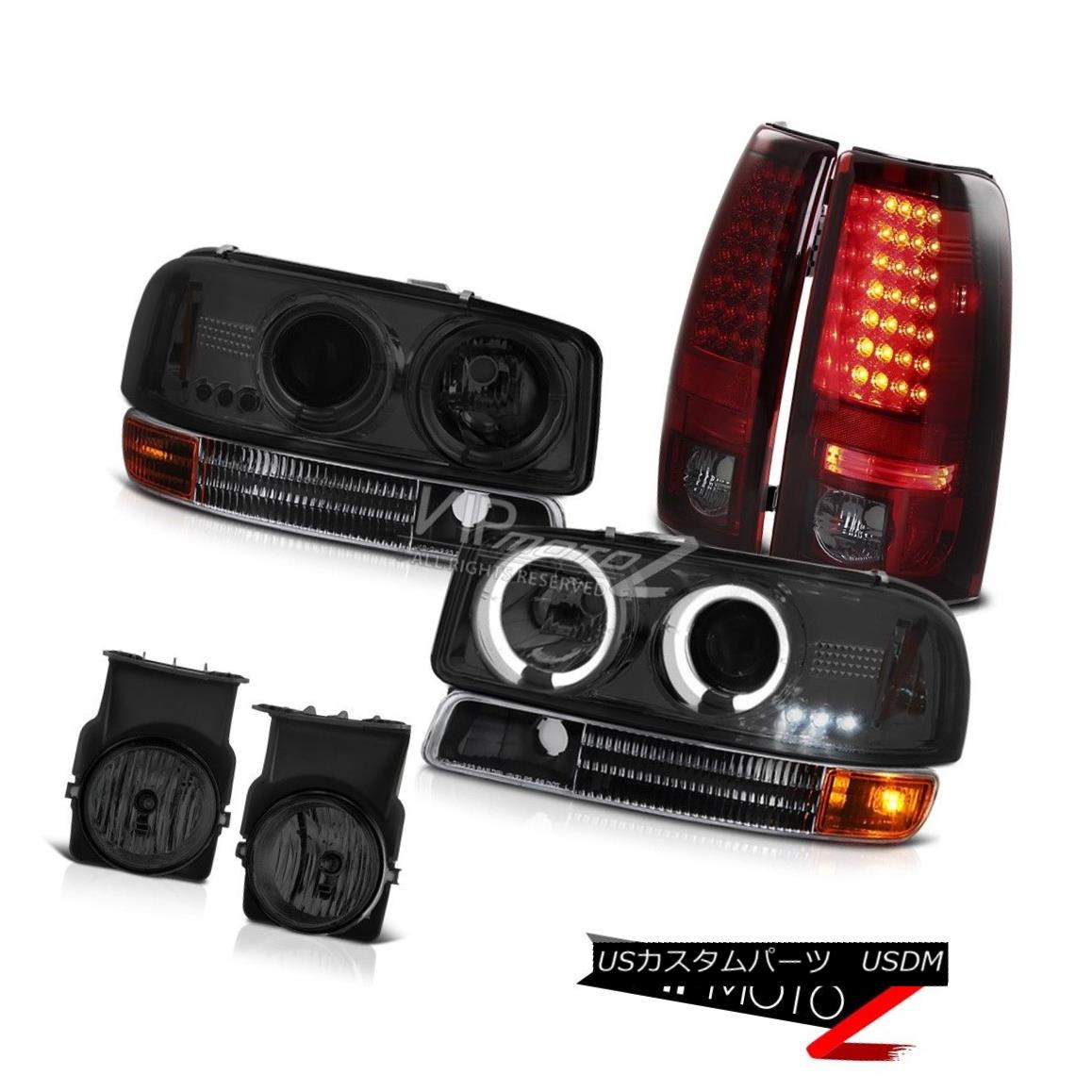 ヘッドライト Pair Smoke Halo Headlights Satin Black Tail Lights Tinted Fog 04-06 Sierra SLE ペアスモークヘイローヘッドライトサテンブラックテールライトティンテッドフォグ04-06 Sierra SLE 【並行輸入品】