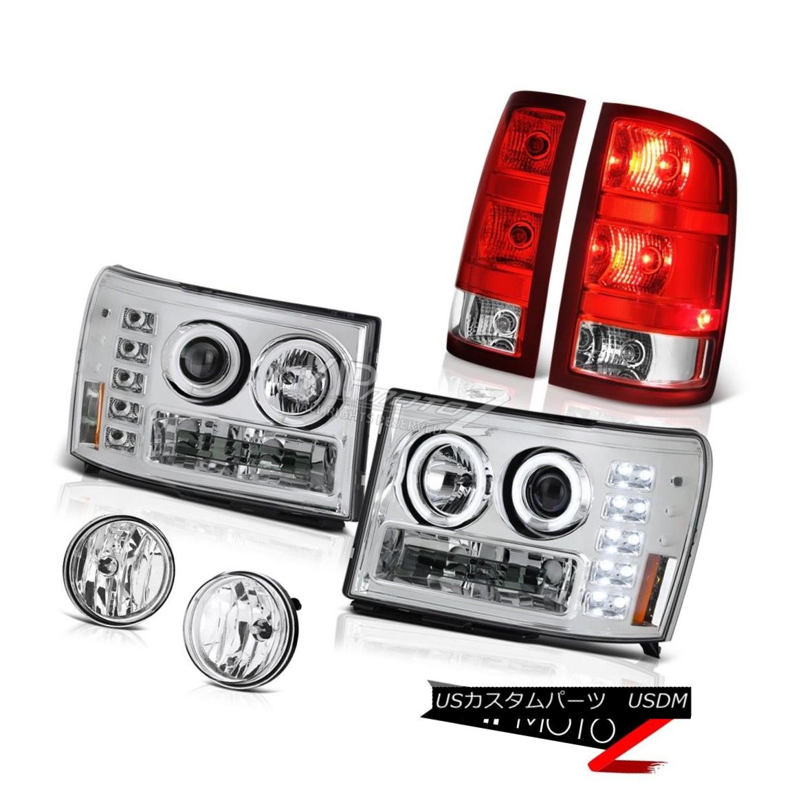 ヘッドライト 2008-2014 Sierra 3500 WT Fog Lights Tail Brake Headlights Factory Style CCFL Rim 2008-2014シエラ3500 WTフォグライトテールブレーキヘッドライト工場スタイルCCFLリム 【並行輸入品】