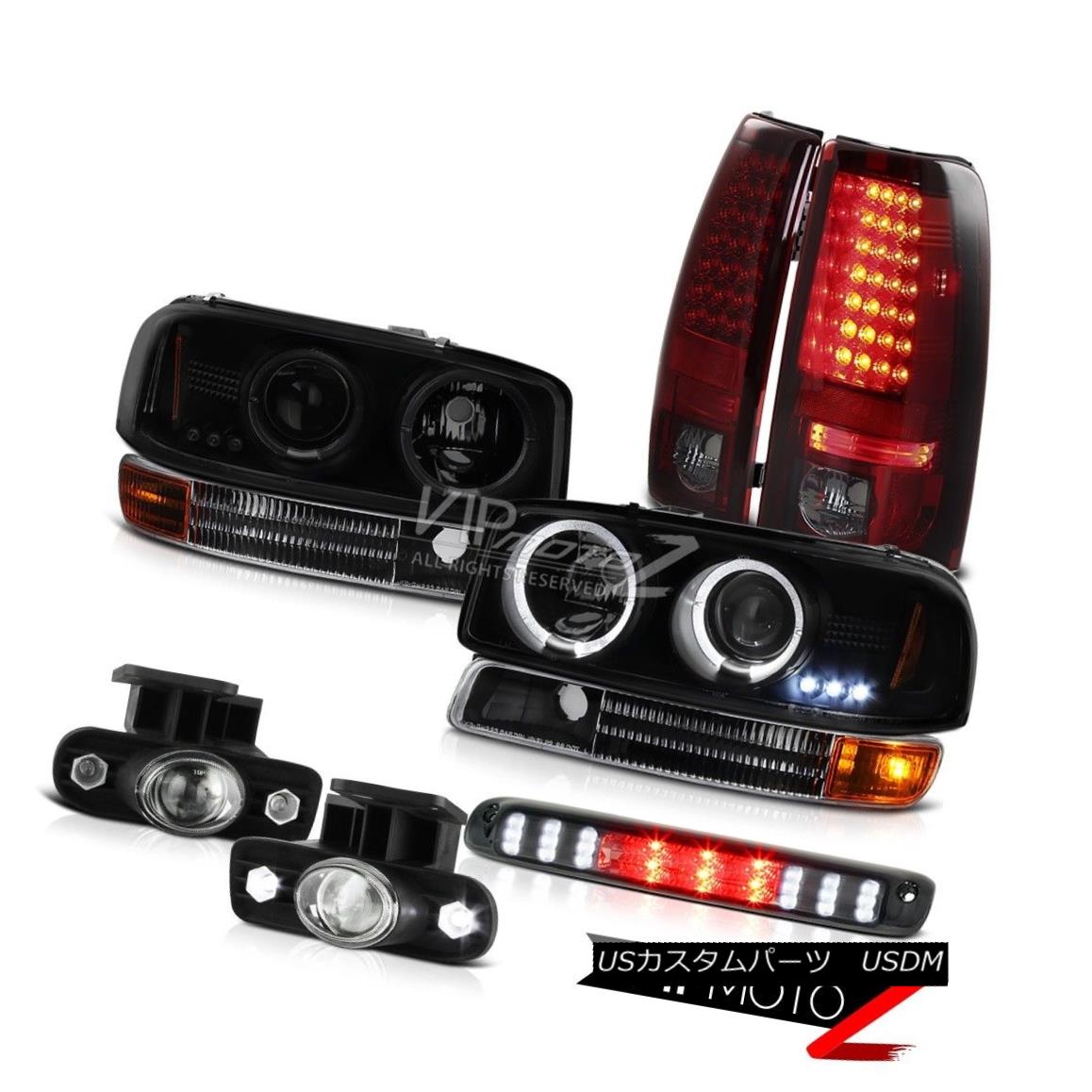 ヘッドライト 99-02 Sierra 4.3L V6 Angel Eye Headlights LED Dark RED Tail Lights Projector Fog 99-02シエラ4.3L V6エンジェルアイヘッドライトLEDレッドテールライトプロジェクターフォグ 【並行輸入品】