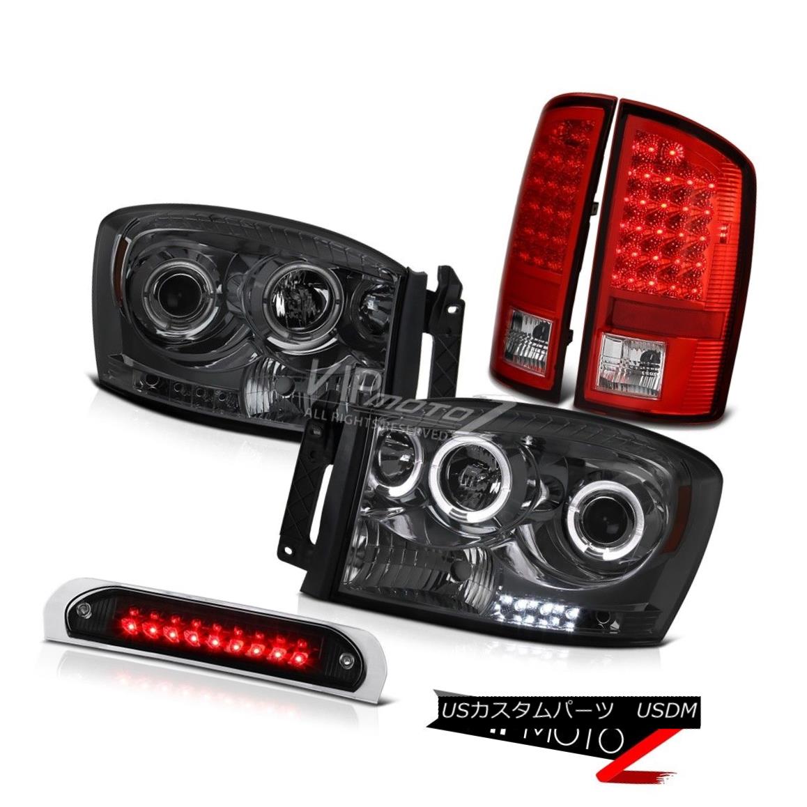 ヘッドライト Dark Halo LED Headlamp Brake Tail light High Stop Black 2007-2008 Ram Magnum V8 ダークハローLEDヘッドランプブレーキテールライトハイストップブラック2007-2008ラムマグナムV8 【並行輸入品】