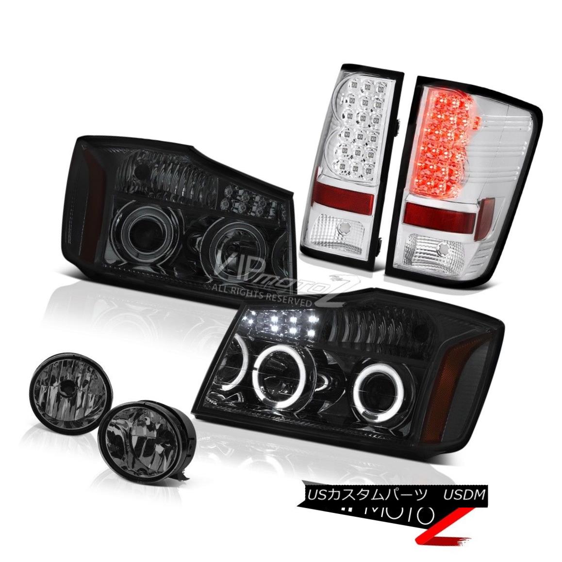 ヘッドライト For 2004-2015 Titan SE Smoke LED Projector Headlight Tail Light Tinted Fog Lamp 2004年?2015年タイタンSE煙LEDプロジェクターヘッドライトテールライトティントフォグランプ 【並行輸入品】