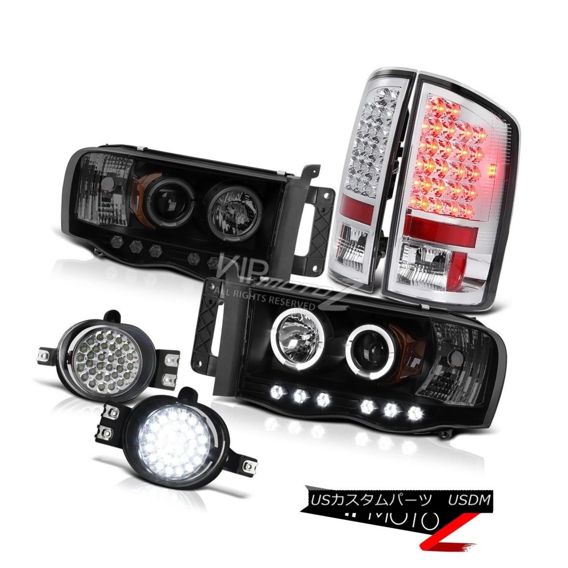 ヘッドライト 2002-2005 Ram Magnum 8.0L Laramie Sinister Black LED Halo Headlight Chrome Taill 2002-2005ラムマグナム8.0LララミーシニスターブラックLEDハローヘッドライトクロームタイル 【並行輸入品】
