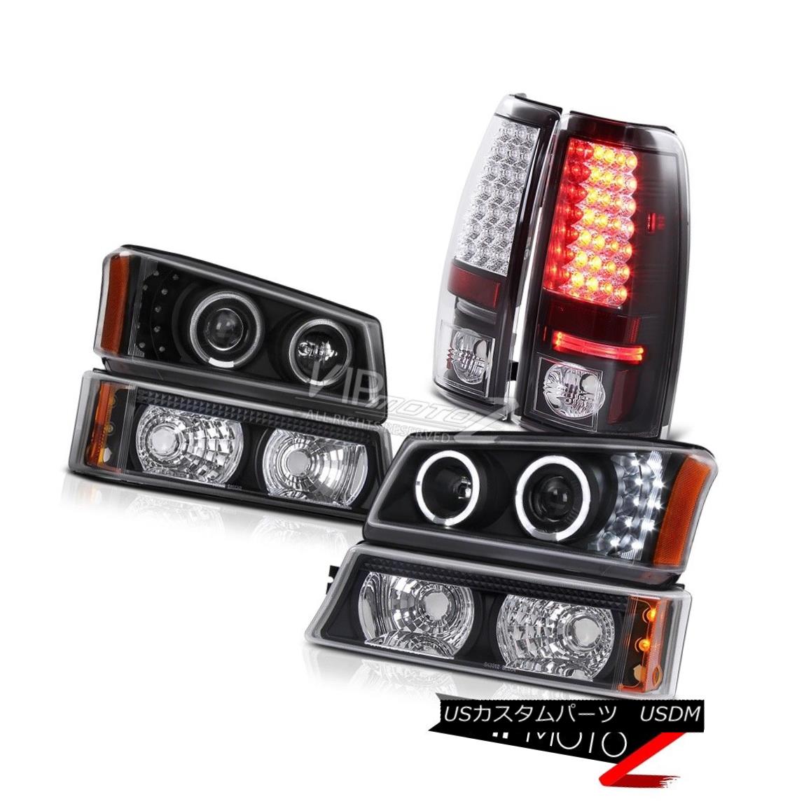 ヘッドライト LED DRL Halo Headlights Crystal Bumper Lights SMD Tail Black 2003 2004 Silverado LED DRLハローヘッドライトクリスタルバンパーライトSMDテールブラック2003 2004シルバラード 【並行輸入品】