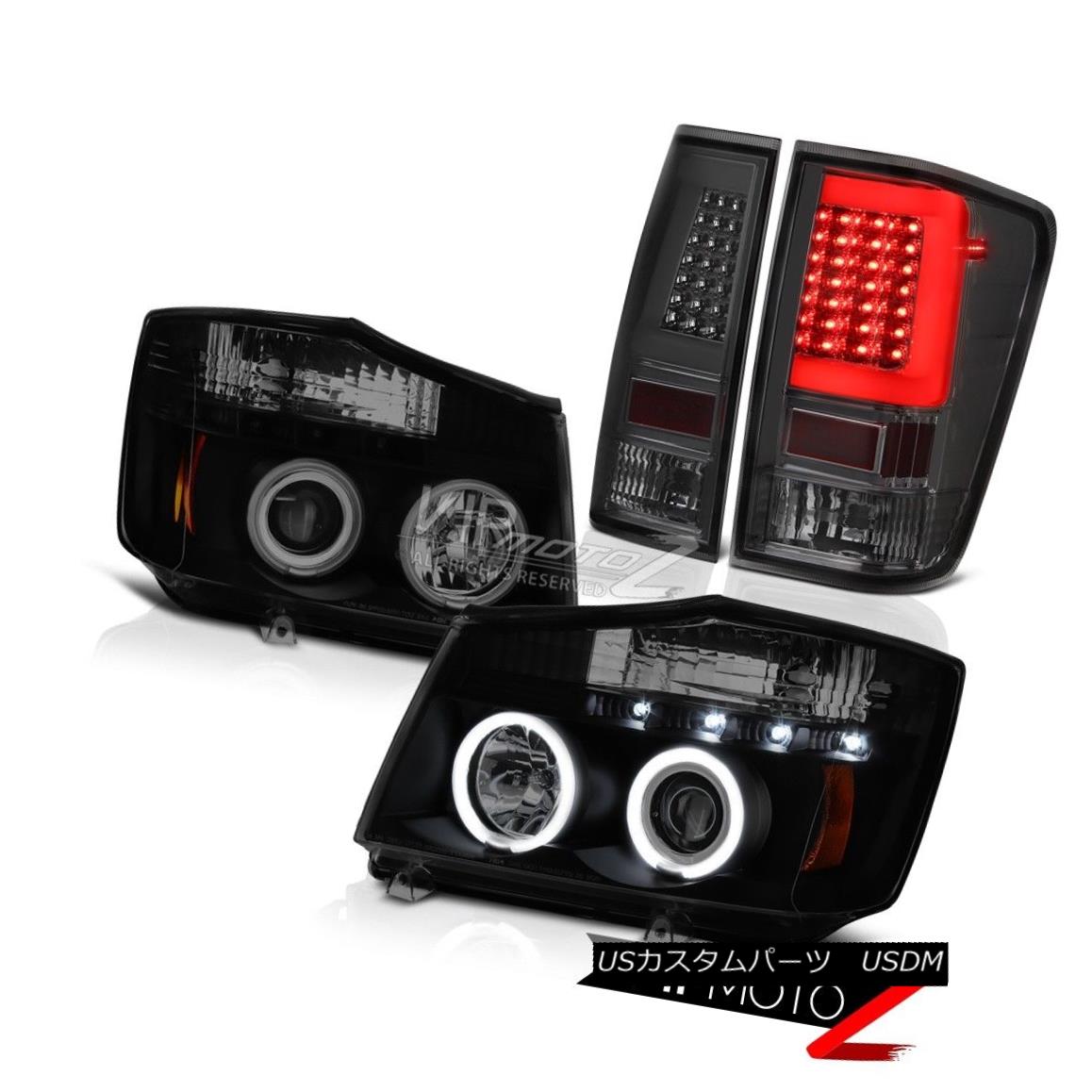 ヘッドライト 04-11 12 13 14 For Nissan Titan Fiber Optic Rear Smoke Tinted Custom Head Lights 04-11 12 13 14日産タイタンファイバーオプティカルリアスモークティンテッドカスタムヘッドライト 【並行輸入品】