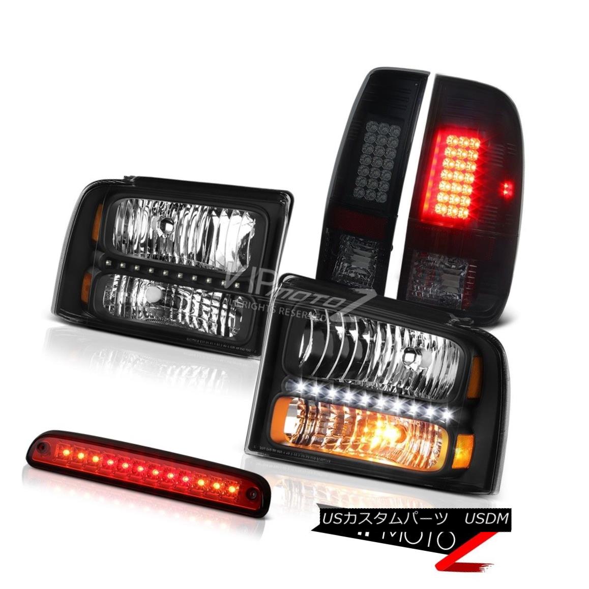 ヘッドライト 05 06 07 F250 F350 Black Headlights Lamps Smoke LED Tail Lights High Stop Red 05 06 07 F250 F350ブラックヘッドライトランプスモークLEDテールライトハイストップレッド 【並行輸入品】