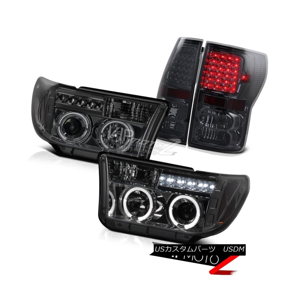 ヘッドライト Smoke HaLo Projector Headlight+Smoke L+R Led Tail Light Lamp Toyota Tundra 07-13 スモークハロープロジェクターヘッドライト+スモーク e L + RテールライトランプLed Toyota Tundra 07-13 【並行輸入品】