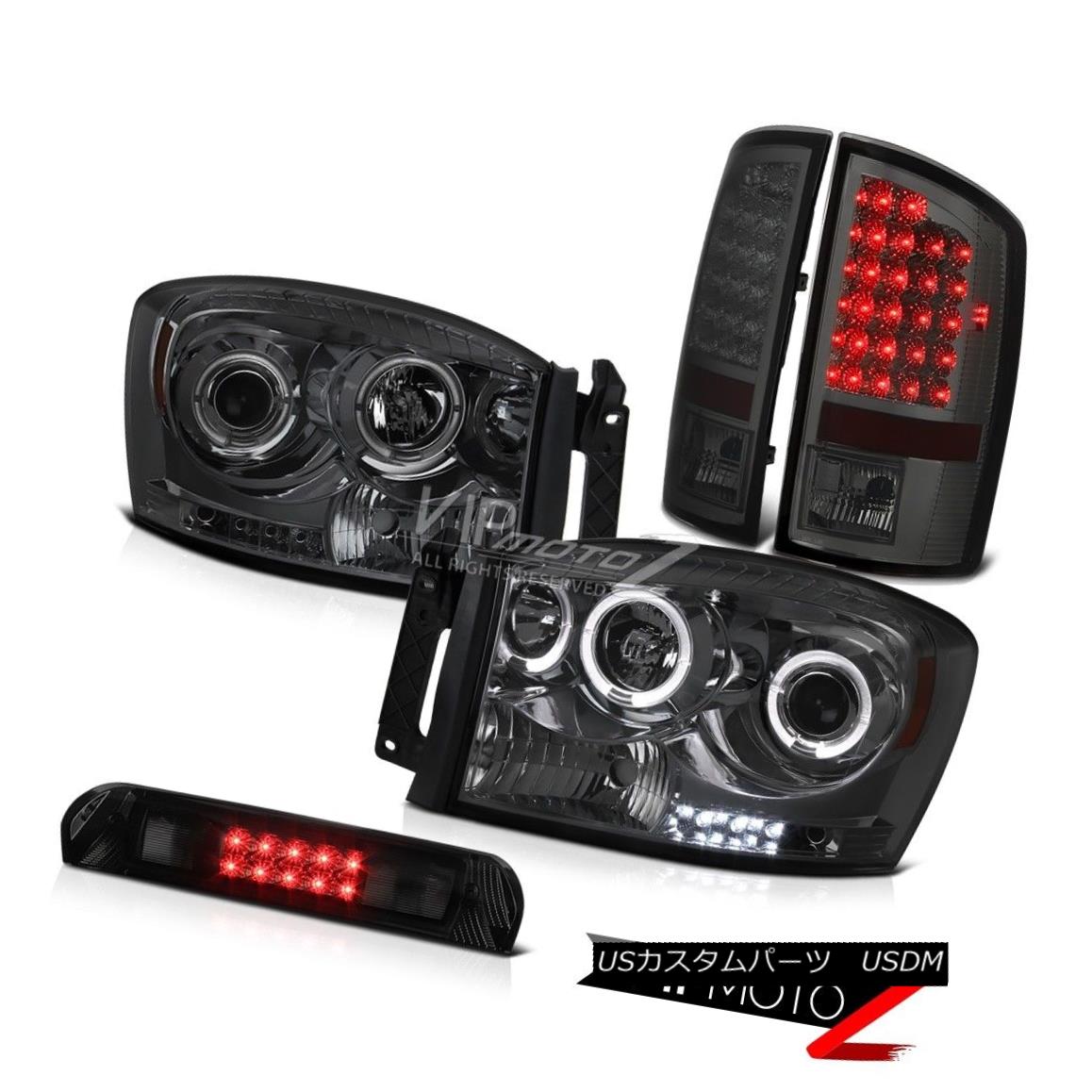 ヘッドライト Dark Halo LED Headlamps Smoke Taillights High Brake Cargo 2007-2008 Dodge Ram ダークハロLEDヘッドランプ煙灯灯高ブレーキ貨物2007-2008ダッジラム 【並行輸入品】