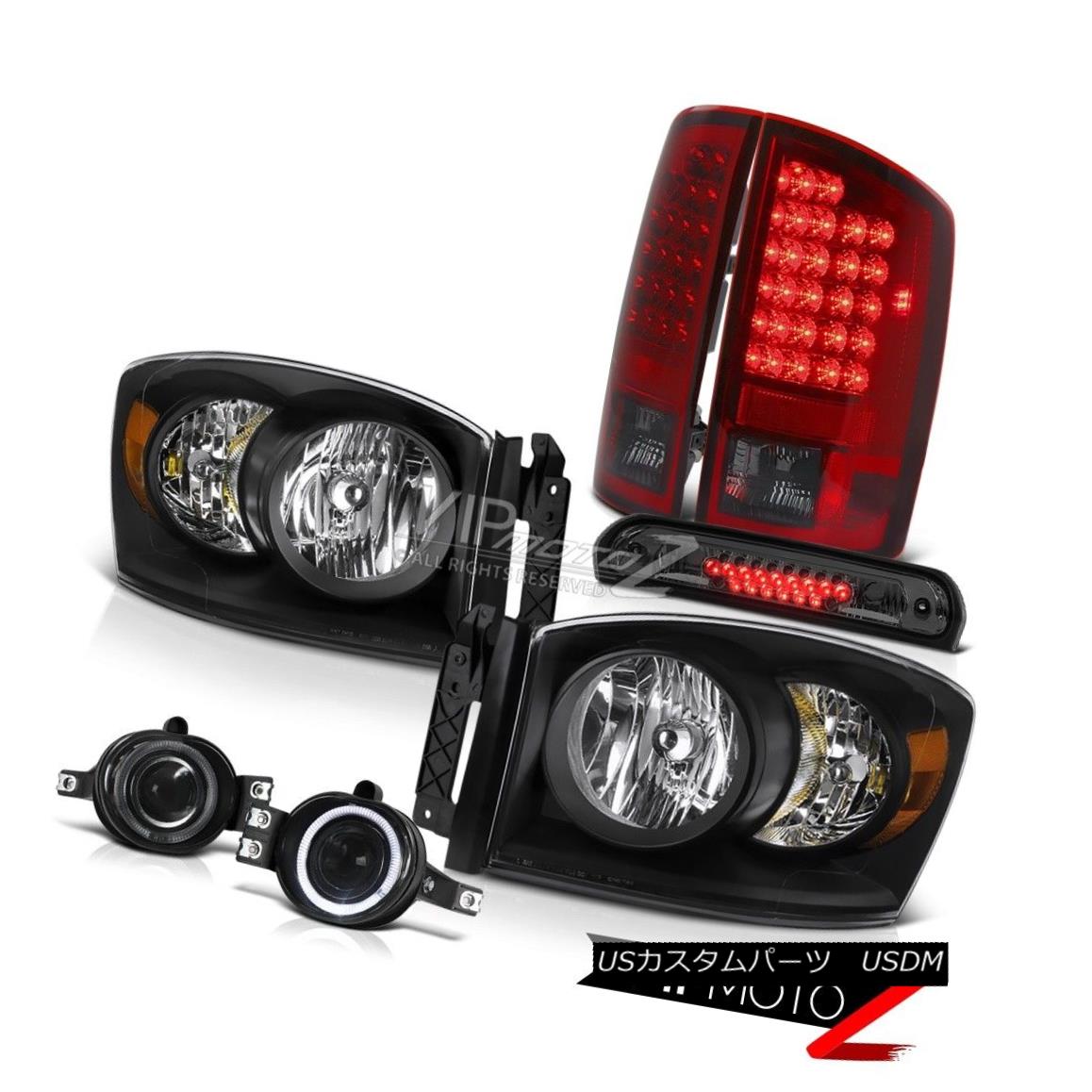 ヘッドライト Black Headlights LED Tail Lights Projector Foglights High Brake Cargo 2006 Ram ブラックヘッドライトLEDテールライトプロジェクターフォグライトハイブレーキ貨物2006 Ram 【並行輸入品】