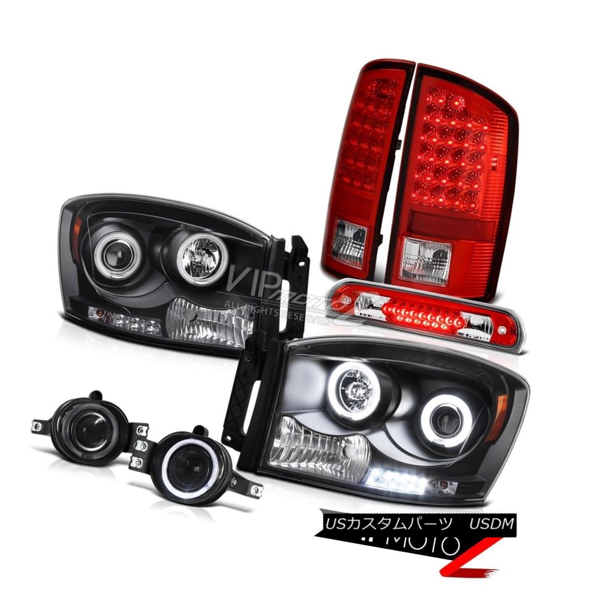 ヘッドライト 2007-2008 Ram Black CCFL Halo Headlights LED Taillights Red Fog Wine Third Brake 2007-2008ラムブラックCCFLハローヘッドライトLED曇り赤霧ワイン第3ブレーキ 【並行輸入品】