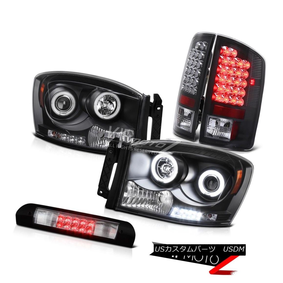 ヘッドライト 2006 Dodge Ram Halo Headlights Matte Black Tail Lights Euro Third Brake LED 2006 Dodge Ram Haloヘッドライトマットブラックテールライトユーロ第3ブレーキLED 【並行輸入品】