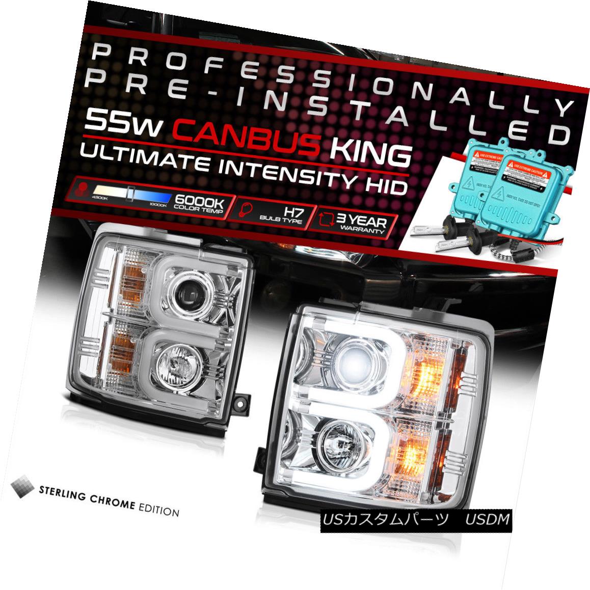 ヘッドライト !BUILT-IN HID LOW BEAM! 2014-2016 Chevy Silverado 2500HD TRON STYLE Headlights ！HID LOW BEAMを組み込みました！ 2014-2016 Chevy Silverado 2500HD TRON STYLEヘッドライト 【並行輸入品】