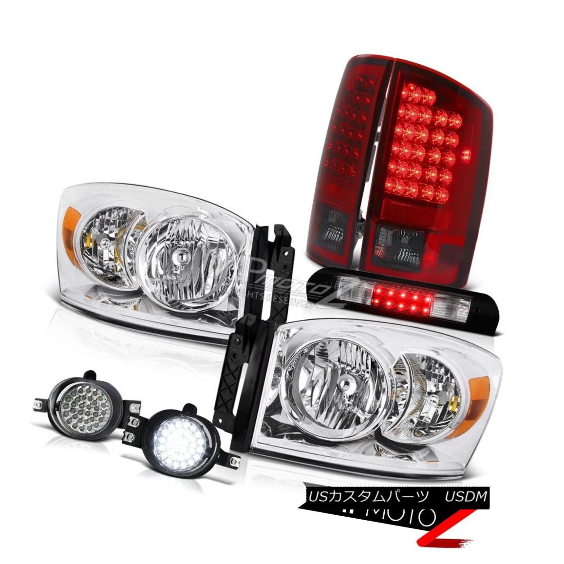 ヘッドライト 2007-2008 Ram Magnum V8 L+R Headlights Burgundy LED Tail Lights Fog Stop Black 2007 - 2008ラムマグナムV8 L + RヘッドライトブルゴーニュLEDテールライトフォグストップブラック 【並行輸入品】