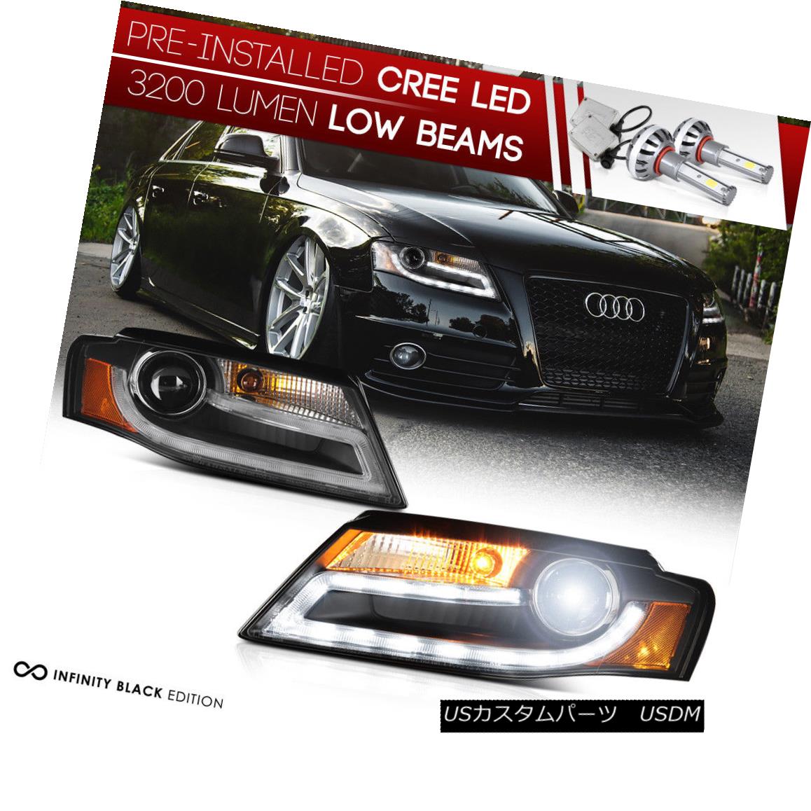 ヘッドライト [LED LOW BEAM] 09-11 Audi A4 B8 Infinity Black Projector Headlight DRL LED Light [LED LOW BEAM] 09-11アウディA4 B8インフィニティブラックプロジェクターヘッドライトDRL LEDライト 【並行輸入品】