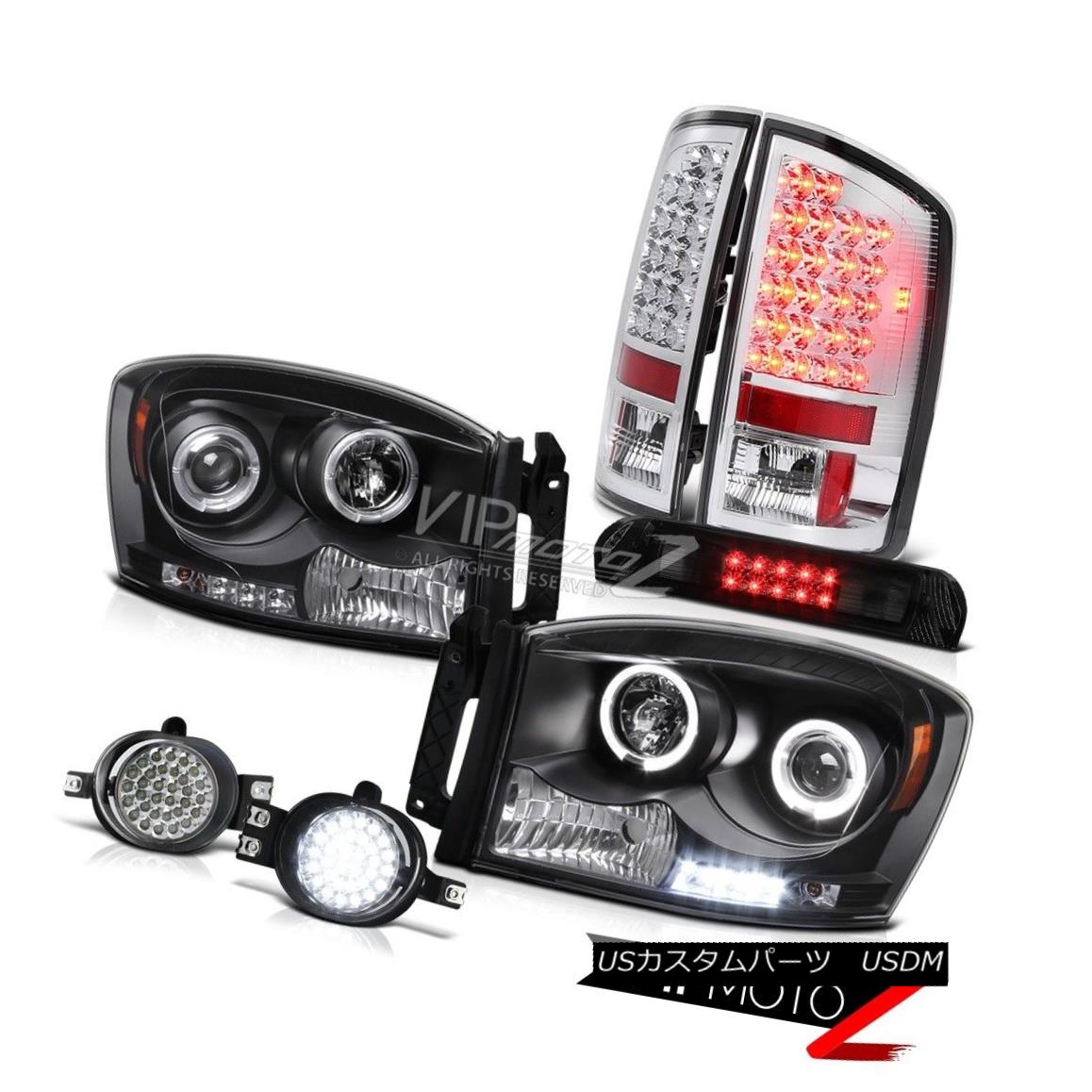 ヘッドライト Matte Black Halo LED Headlights Bright Tail Light Trim Fog Roof Stop Tint 06 Ram マットブラックハローLEDヘッドライトブライトテールライトトリムフォグルーフストップチント06 Ram 【並行輸入品】