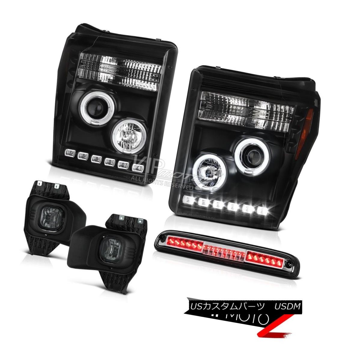 ヘッドライト 11-16 Ford F-250 Euro Chrome High Stop Lamp Smokey Fog Lights Black Headlights 11-16フォードF-250ユーロクロームハイストップランプスモーキーフォグライトブラックヘッドライト 【並行輸入品】