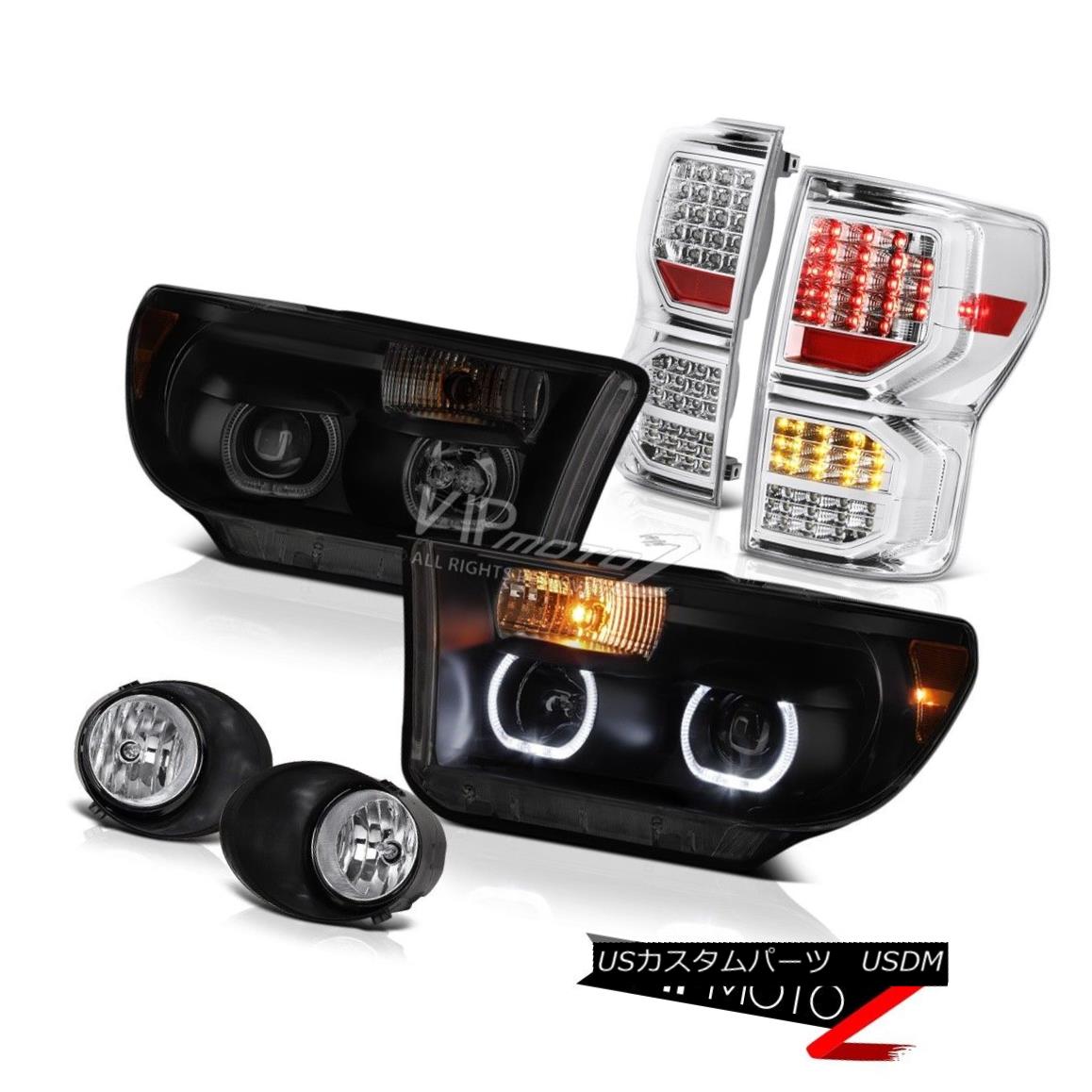 ヘッドライト 07-13 Toyota Tundra SR5 Sterling Chrome Taillights Headlights Foglights Halo Rim 07-13トヨタ・トンドラSR5スターリングクローム・テールライトヘッドライトFoglights Halo Rim 【並行輸入品】