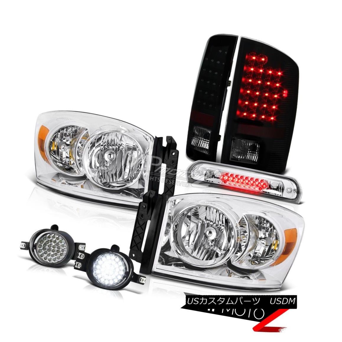 ヘッドライト 2007 2008 Ram V8 Euro Chrome Headlights Signal LED Taillights Trim Fog 3rd Brake 2007年のラムV8ユーロクロームヘッドライト信号LEDのテールランプトリムフォグ3rdブレーキ 【並行輸入品】