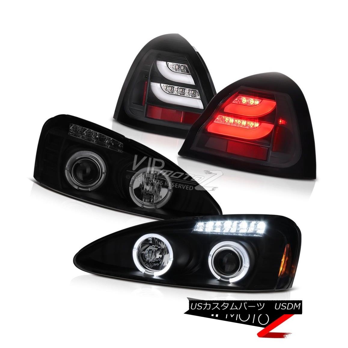 ヘッドライト 2004-2008 Grand Prix GT 2x Halo Headlights Dark Smoke Black LED Brake Tail Light 2004-2008グランプリGT 2xハローヘッドライトダークスモークブラックLEDブレーキテールライト 【並行輸入品】