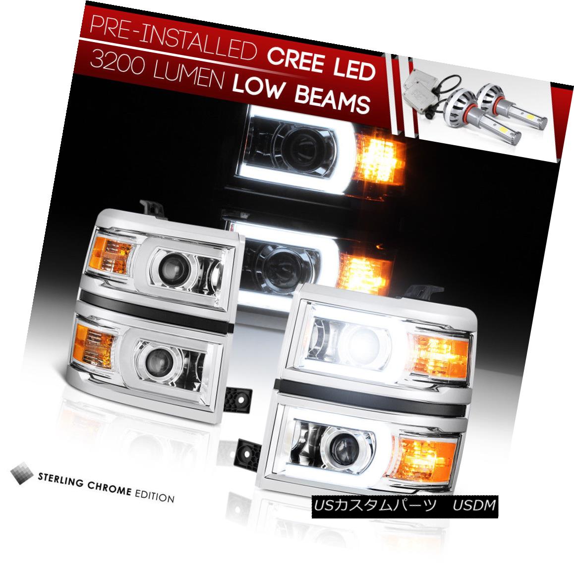 ヘッドライト {Built-in LED Low Beam} TRON STYLE Chrome Headlamp SET 2014-2015 Chevy Silverado {LEDロービーム内蔵}トロンスタイルクロームヘッドランプSET 2014-2015 Chevy Silverado 【並行輸入品】