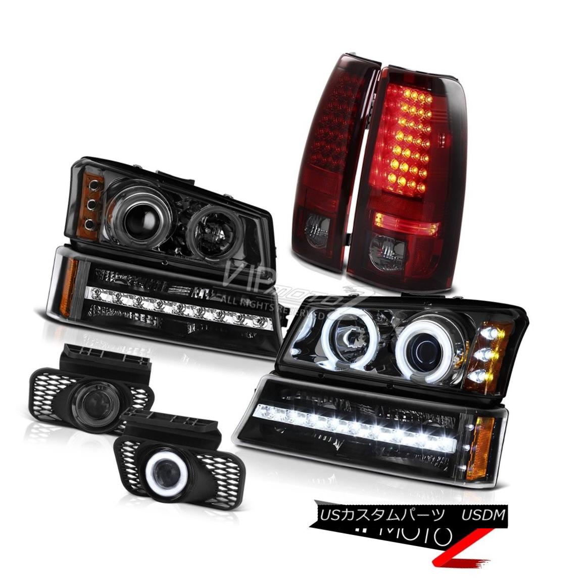 ヘッドライト 03-06 Silverado 1500 Fog lamps red smoke tail matte black signal lamp Headlamps 03-06 Silverado 1500フォグランプ赤い煙のテールマットブラックシグナルランプヘッドランプ 【並行輸入品】