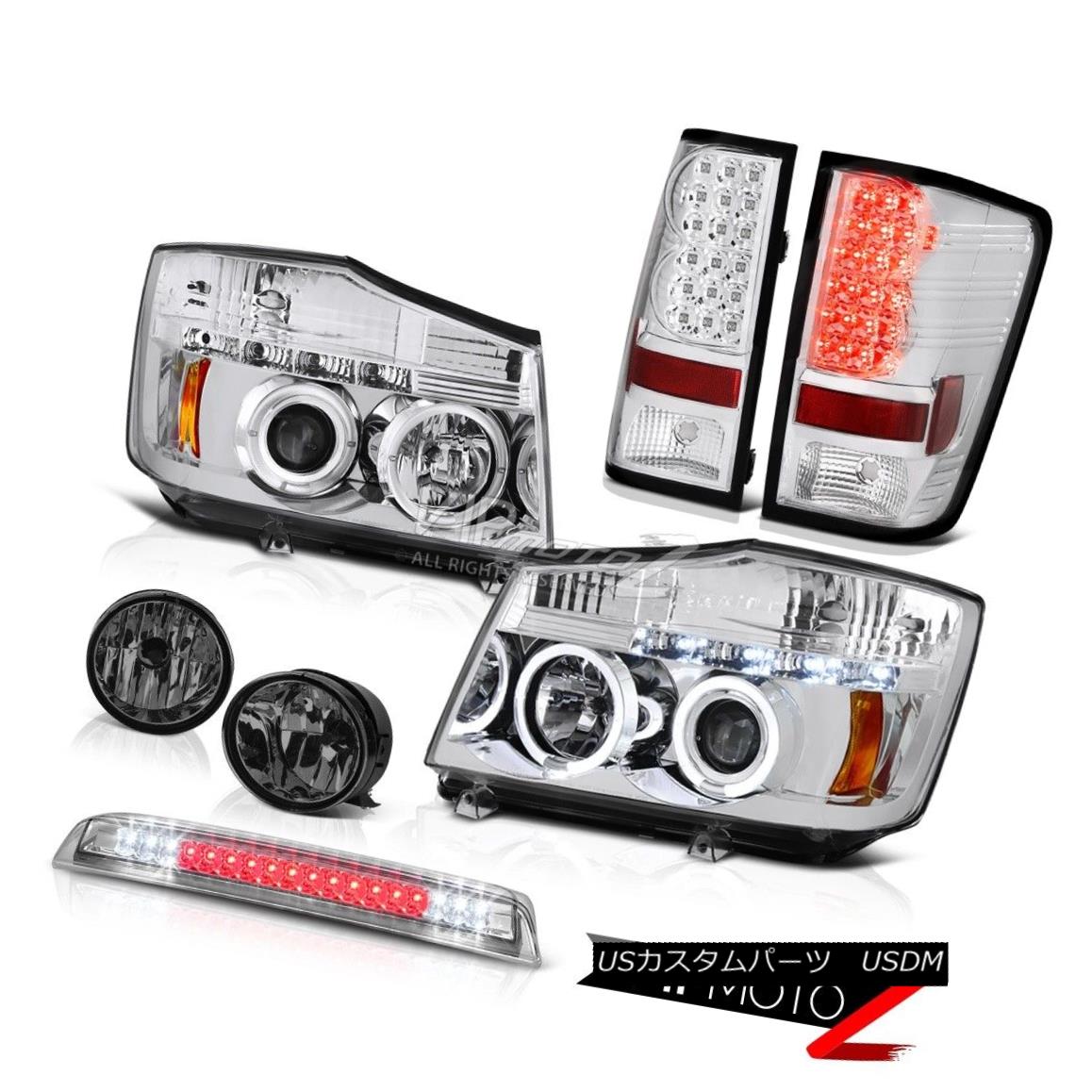 ヘッドライト 2X Angel Eye Headlights Tail Lights Foglamp LED Chrome For 2004-2015 Titan 4X4 2XエンジェルアイヘッドライトテールライトFoglamp LED Chrome for 2004-2015 Titan 4X4 【並行輸入品】