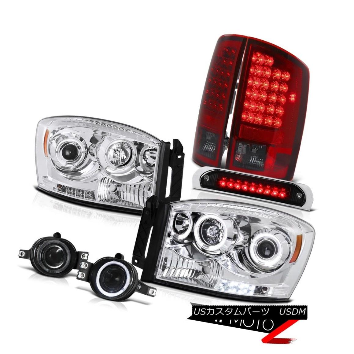ヘッドライト Headlights Halo DRL LED Red Smoke Tail Lights Fog Black 3rd Brake 06 Dodge Ram ヘッドライトHalo DRL LEDレッド煙テールライトフォグブラック3rdブレーキ06 Dodge Ram 【並行輸入品】