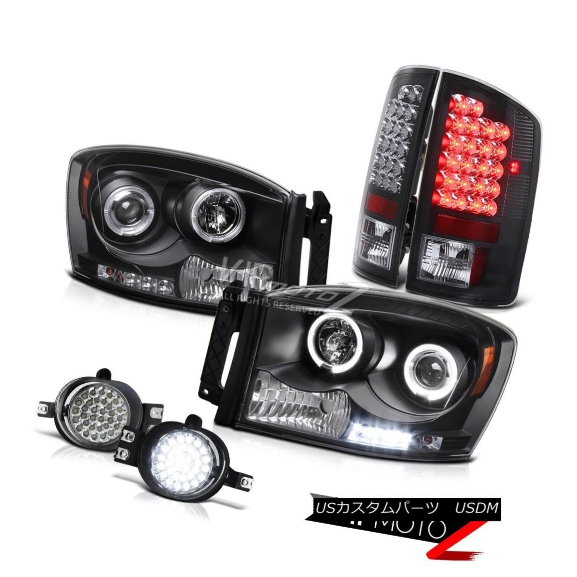 ヘッドライト {BLACK} Halo Projector Headlight+LED Tail Light+Fog Lamps 07-2008 DODGE RAM 1500 {BLACK}ヘイロープロジェクターヘッドライト+ LEDテールライト+フォグランプ07-2008 DODGE RAM 1500 【並行輸入品】