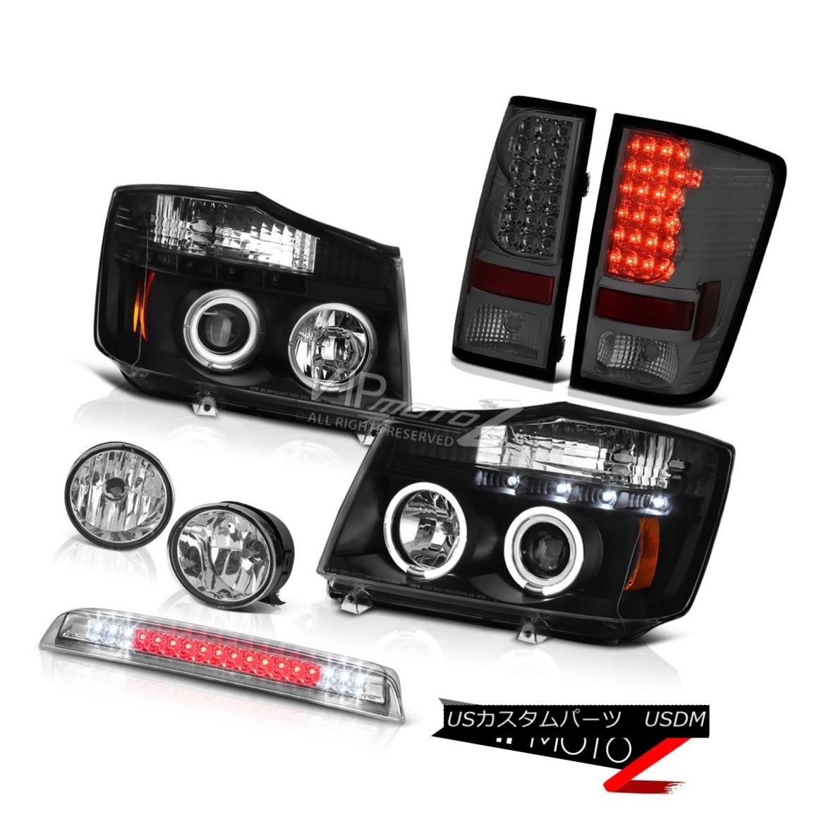 ヘッドライト L+R Set Dual Halo Headlight Tail Lights Chrome Fog High Stop LED For 04-15 Titan L + Rデュアルハローヘッドライトテールライトを設定する04-15タイタン用クロームフォグハイストップLED 【並行輸入品】