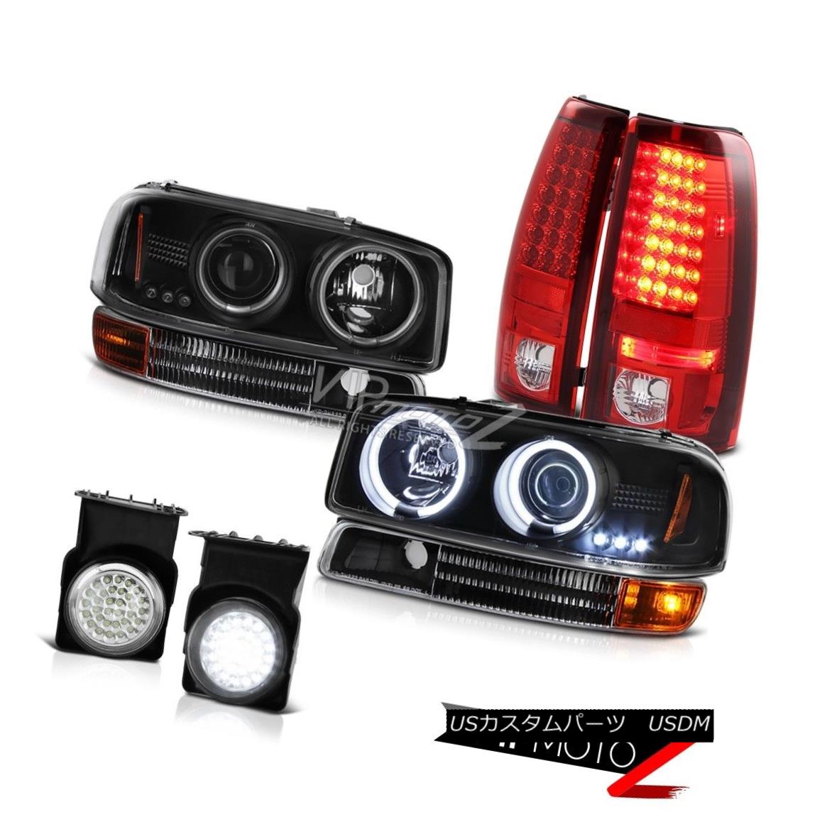ヘッドライト Black DRLRing Headlamp LED Brake Tail Light Daytime Running Fog 04-06 Sierra SLE ブラックDRLRingヘッドランプLEDブレーキテールライトデイタイムランニングフォグ04-06 Sierra SLE 【並行輸入品】