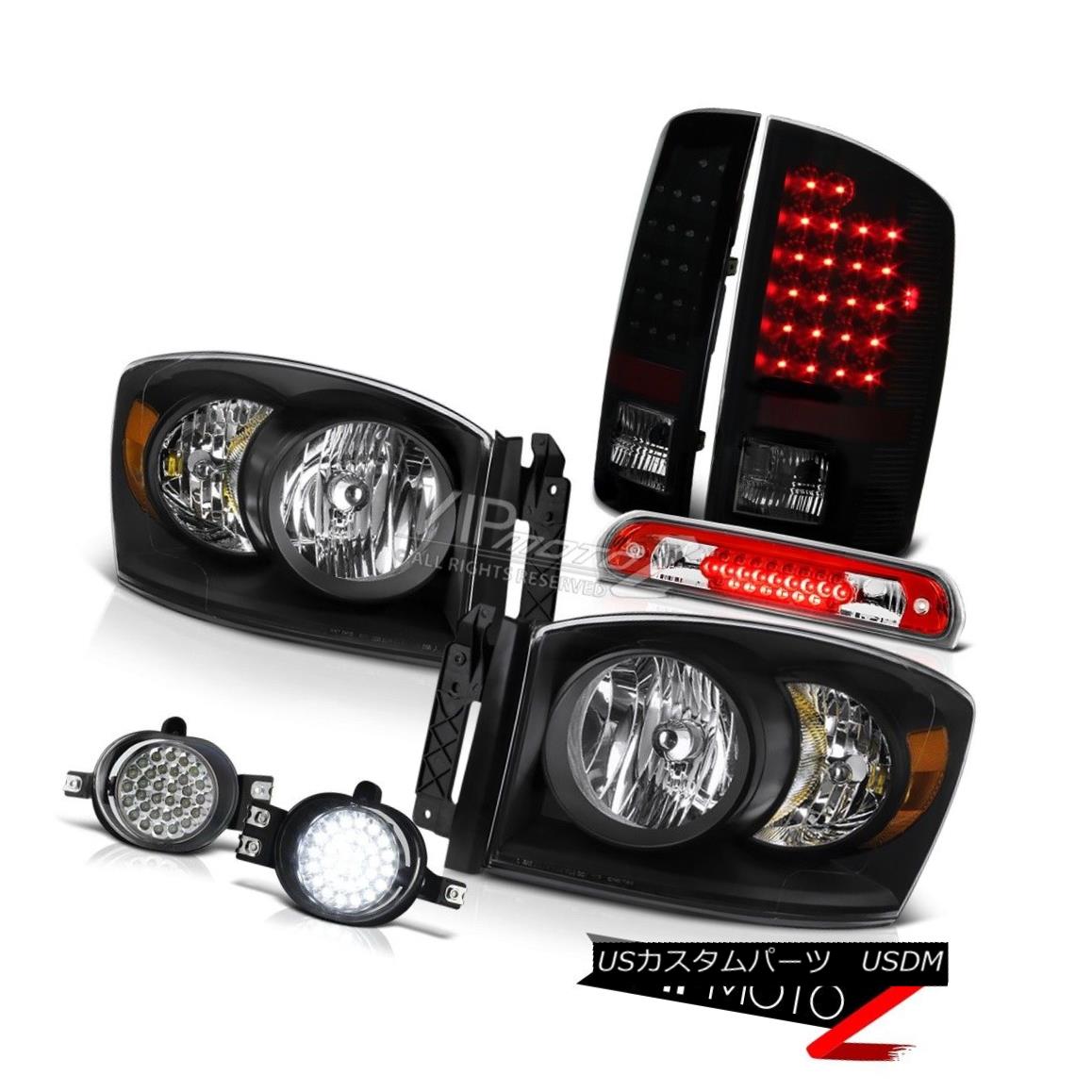 ヘッドライト Satin Black Headlamps Sinister LED Brake Lamps SMD Fog Roof Cargo 2006 Dodge Ram サテンブラックヘッドランプサニスターLEDブレーキランプSMDフォグ屋根貨物2006ダッジラム 【並行輸入品】