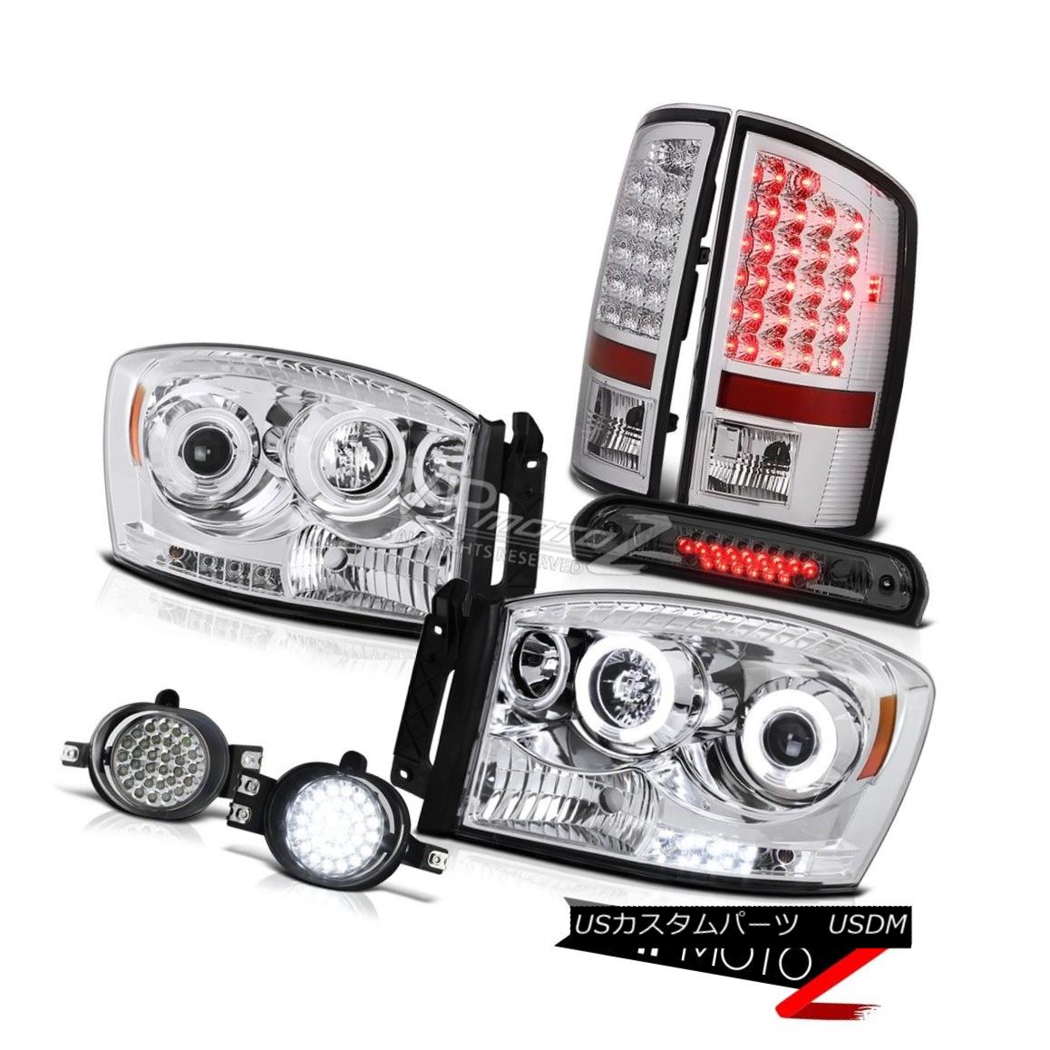ヘッドライト 07-08 Ram V8 Halo Angel Eye Headlights LED Tail Lights Fog Lamps Roof Stop Tint 07-08ラムV8ハローエンジェルアイヘッドライトLEDテールライトフォグランプルーフストップチント 【並行輸入品】
