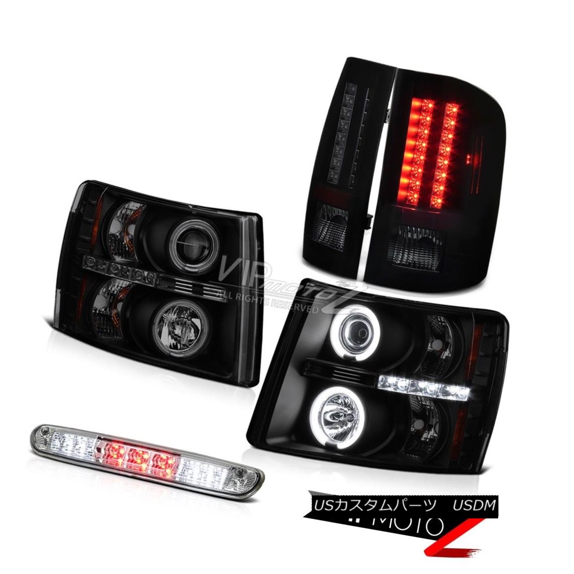 ヘッドライト 07-13 Silverado LTZ Angel Eye Headlights Sinister Black Brake Lamps Roof Stop 07-13 Silverado LTZエンジェルアイヘッドライト不快なブラックブレーキランプルーフストップ 【並行輸入品】