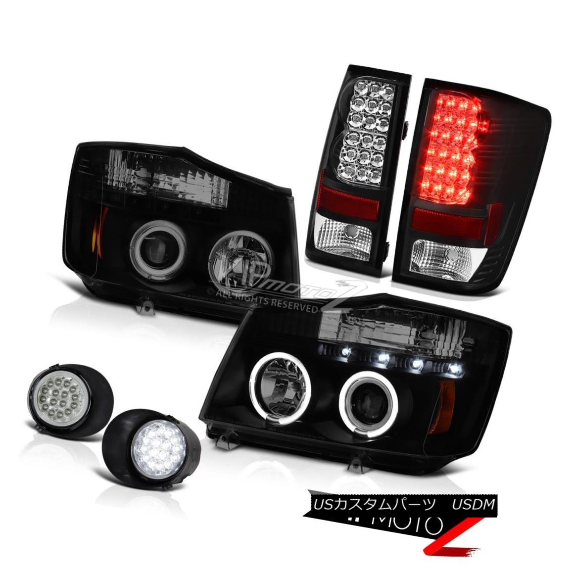 ヘッドライト For 2004-2015 09 Titan Halo Projector Headlight Black LED Tail Light Bumper Fog 2004年?2015年09 Titan HaloプロジェクターヘッドライトブラックLEDテールライトバンパーフォグ 【並行輸入品】