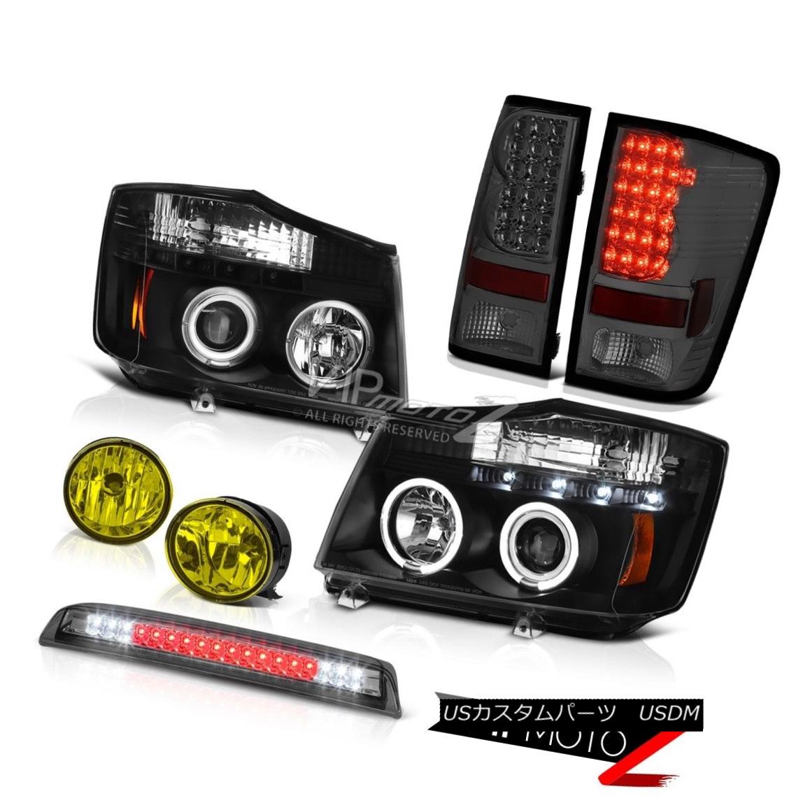 ヘッドライト For 04-15 Titan 4X4 DRL LED Halo Headlights Tail Lights Yellow Fog Brake Cargo 04-15タイタン4X4 DRL用LEDハローヘッドライトテールライトイエローフォグブレーキカーゴ 【並行輸入品】