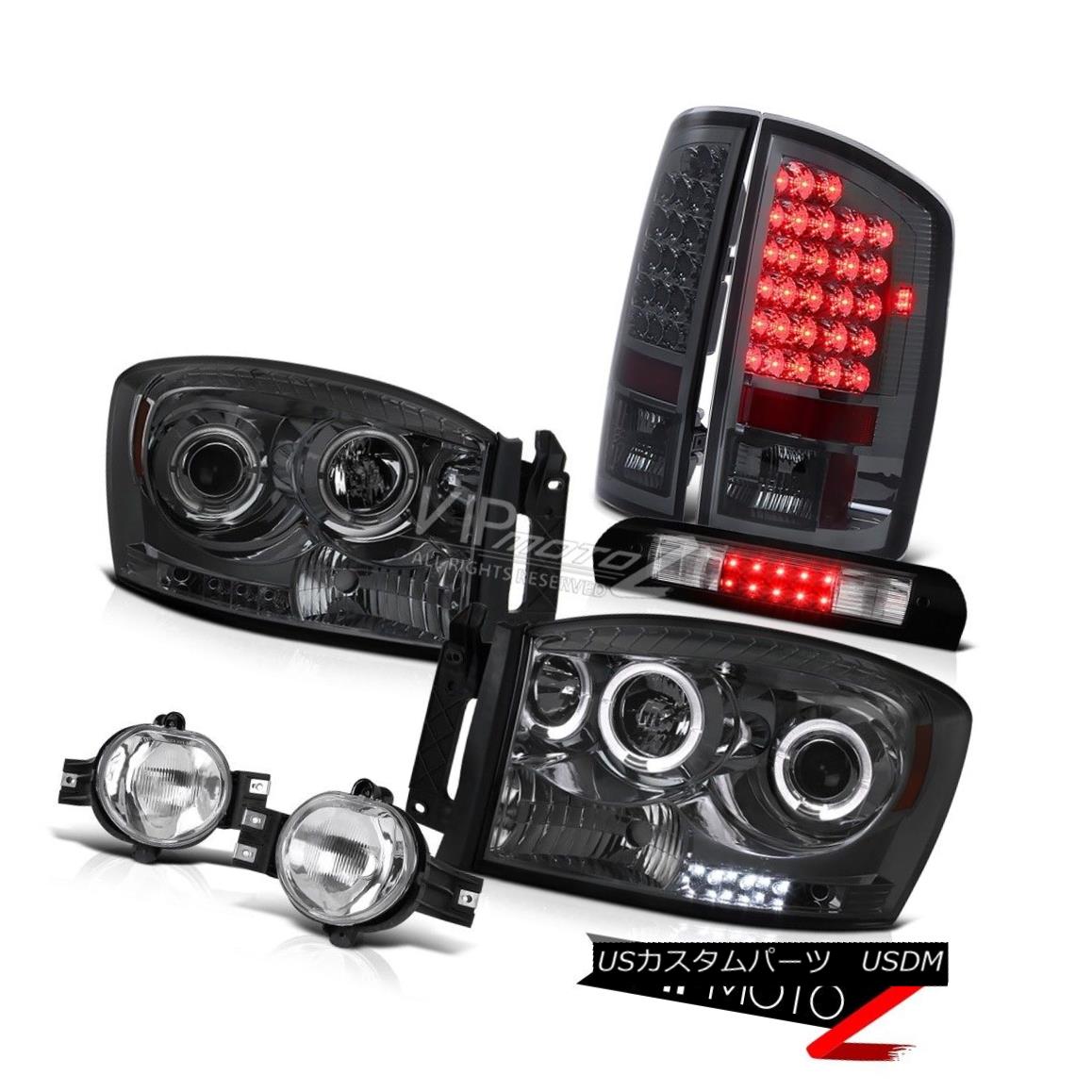 ヘッドライト 2007-2008 Ram Hemi Smoked Headlights Smoke Tail Lights LED Driving Fog Cargo 3rd 2007年 - 2008年ラム・ヘミスモークヘッドライトスモークテールライトLEDドライビングフォグカーゴ3rd 【並行輸入品】