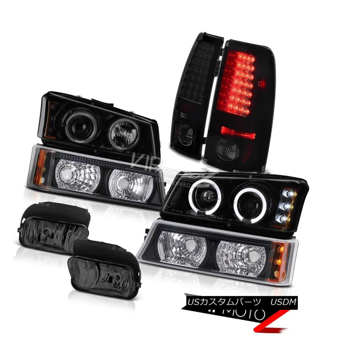 ヘッドライト Halo Headlight Smoke Black Parking LED Rear Light Foglamp 2003 2004 Silverado ヘイローヘッドライトスモークブラックパーキングLEDリアライトFoglamp 2003 2004 Silverado 【並行輸入品】