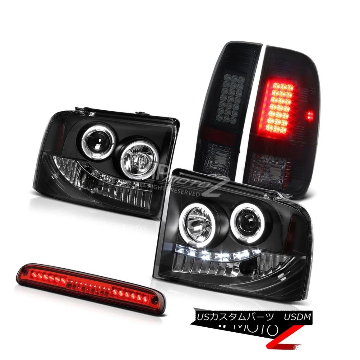 ヘッドライト 05-07 F350 Highline Angel Eye Projector Headlights Smoke LED Tail Lamp 3rd Brake 05-07 F350ハイエンドエンジェルアイプロジェクターヘッドライトスモークLEDテールランプ第3ブレーキ 【並行輸入品】