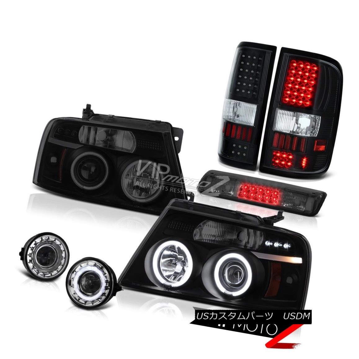 ヘッドライト 06-08 Ford F150 XL Fog Lamps High Stop Lamp Matte Black Tail Headlamps CCFL Ring 06-08 Ford F150 XLフォグランプハイストップランプマットブラックテールヘッドランプCCFLリング 【並行輸入品】