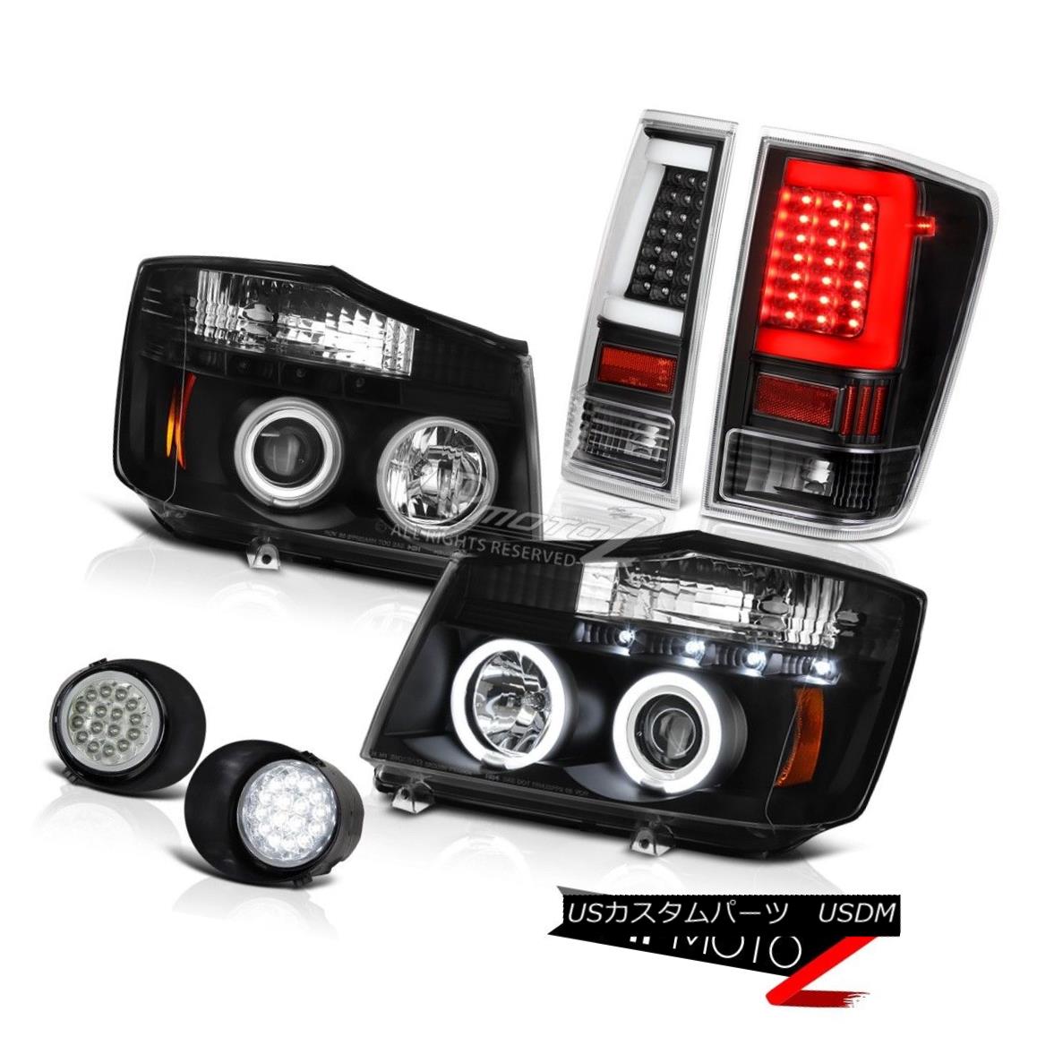 ヘッドライト 04 05 06-14 For Nissan Titan Led Spot Matte Black Fiber Optic Rear Head Lamps 04 05 06-14日産タイタン用スポットライトマットブラックファイバーオプティカルリアヘッドランプ 【並行輸入品】