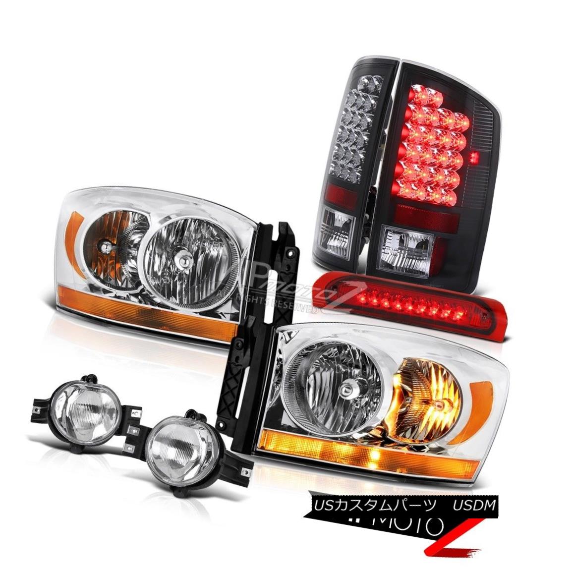ヘッドライト 07-08 Dodge Ram 1500 4.7L Headlights Fog Lights Roof Brake Lamp Inky Black Tail 07-08ダッジラム1500 4.7Lヘッドライトフォグライトルーフブレーキランプインキブラックテール 【並行輸入品】