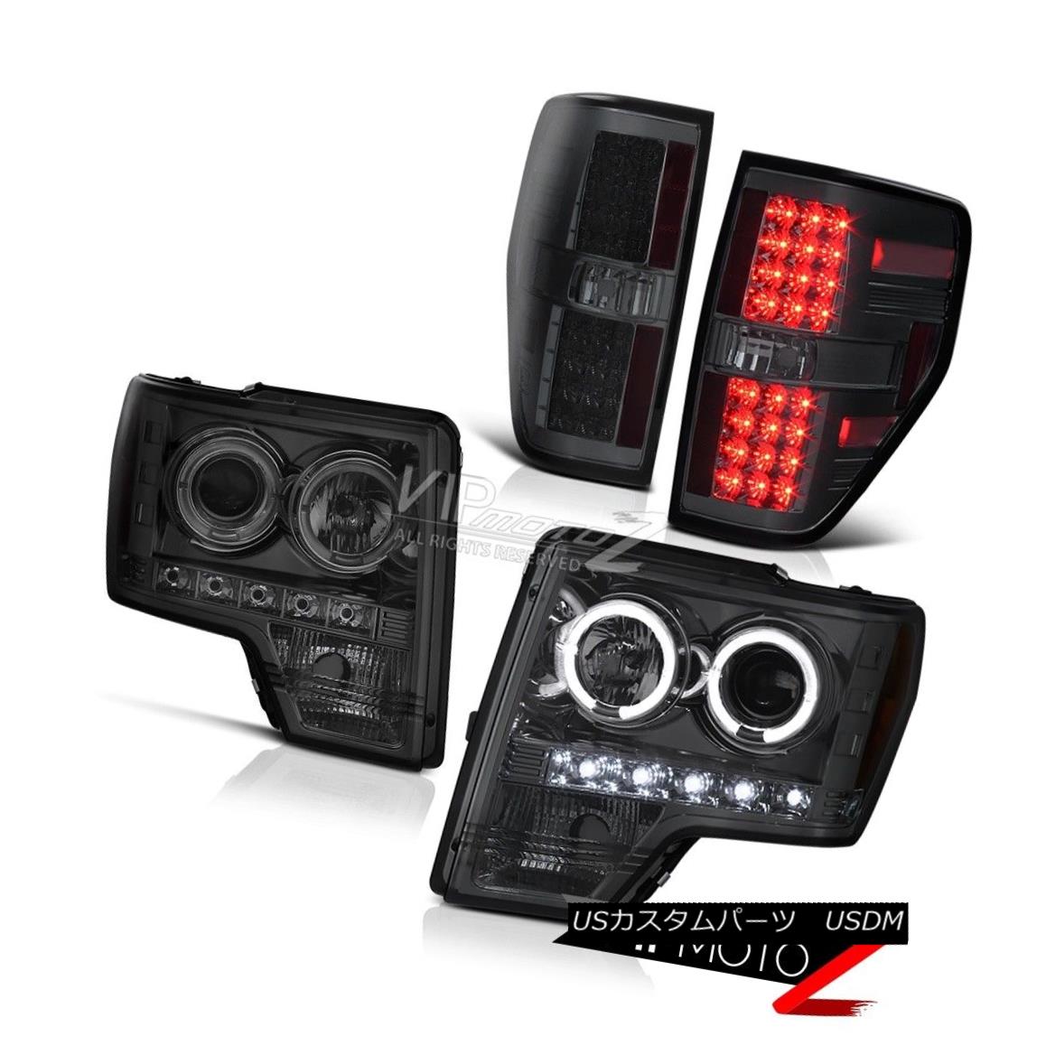 ヘッドライト 09-14 F150 Truck Smoke HaLo Projector Headlight+LED SMOKED Tail Light Brake Lamp 09-14 F150トラックスモークハロープロジェクターヘッドライト+ LED SMOKEDテールライトブレーキランプ 【並行輸入品】