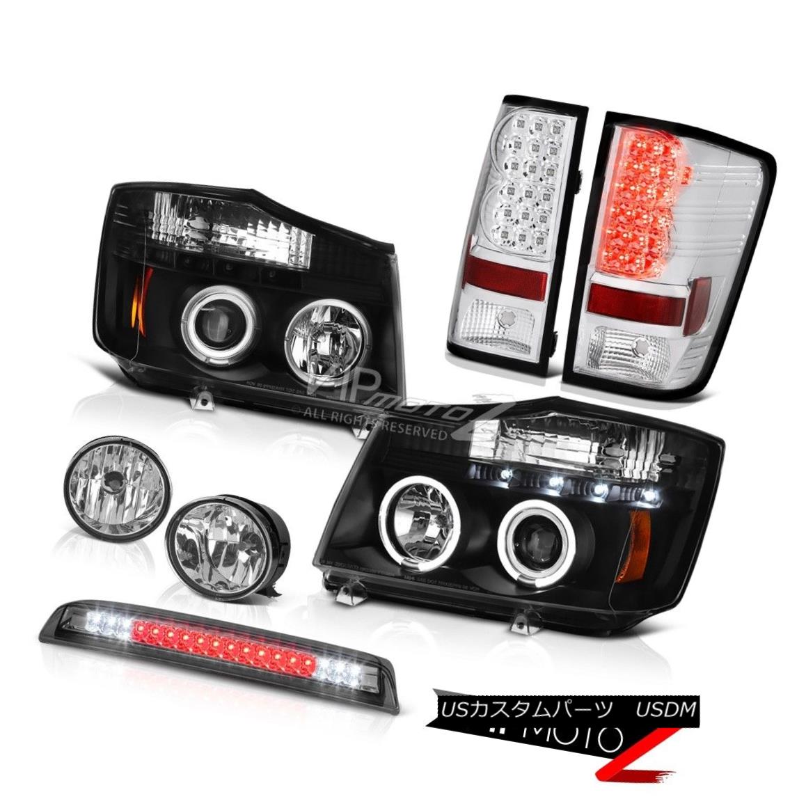 ヘッドライト Black Angel Eye Headlights Tail Lights Fog Roof LED Tinted For 04-15 Titan 4X4 ブラックエンジェルアイヘッドライトテールライトフォグルーフLED 04-15 Titan 4X4 【並行輸入品】